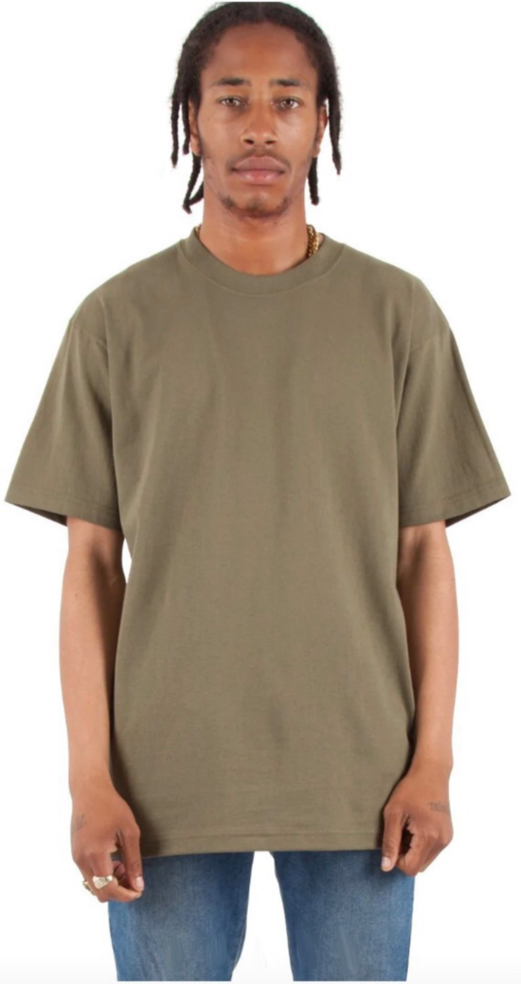 Max Heavyweight Short Sleeve - 7.5 oz Olive COTTON essentials Heavyweight MEN MEN TEE shaka Shaka Wear SHORTSLEEVES shsdchildproduct SLIGHT OVERSIZED TEE tshirts