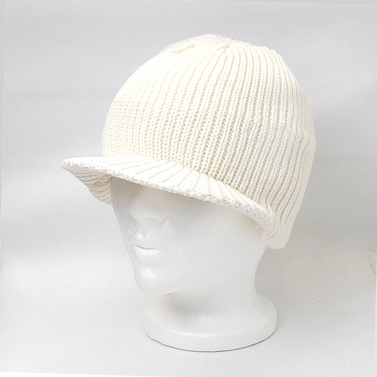 Plain Visor Beanie White OSFA Dozen Special plain beanie