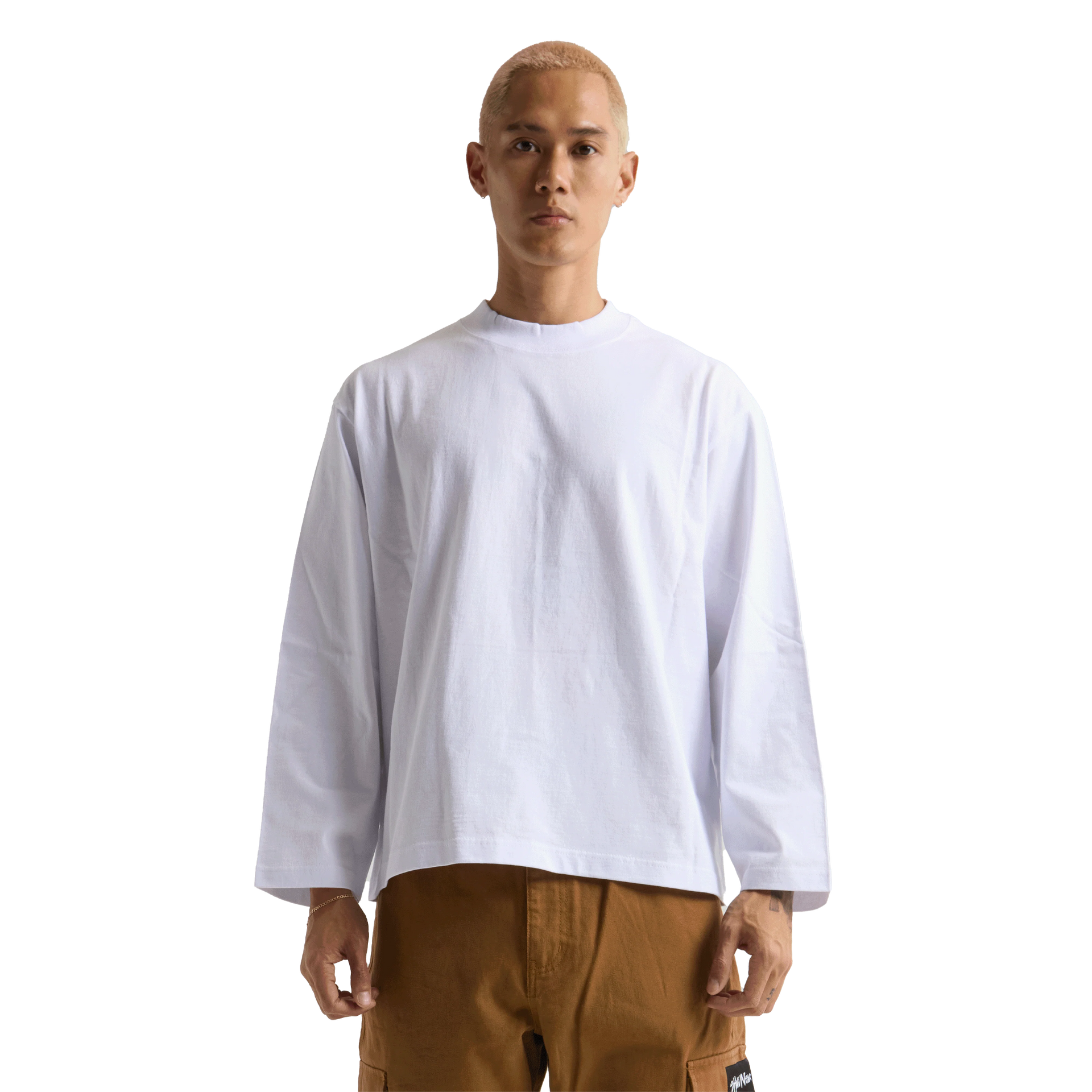 Oversized Long Sleeve White COTTON Crop Heavyweight LONGSLEEVES MEN NEW ARRIVALS newarrivals OVERSIZED Shaka Wear