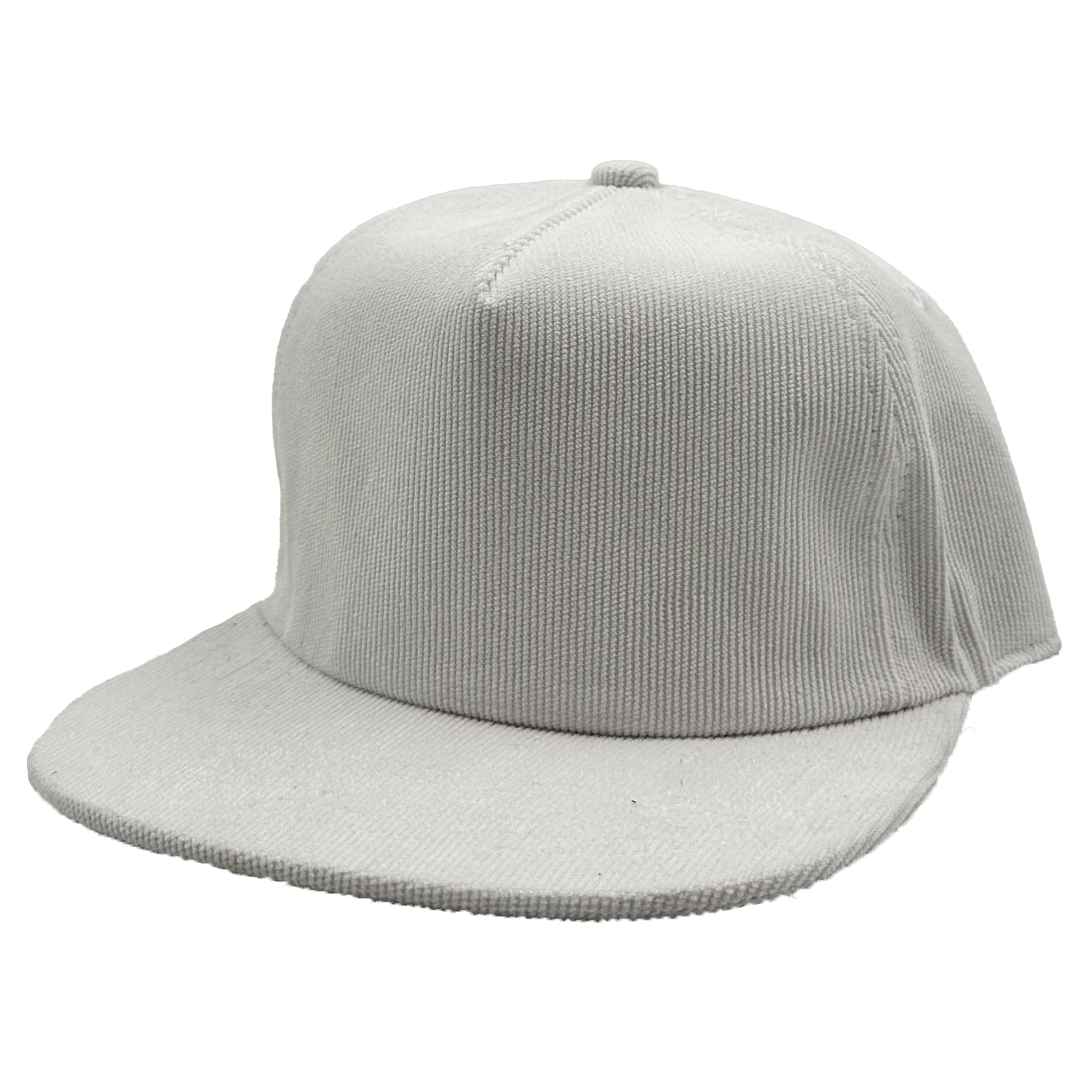 GNV-10195P - 5 panels Flat Bill Corduroy Cap White One Size 5 PANELS CORDUROY FLAT FLAT BILL GNV-10195P HIGH PROFILE nissi caps POLYESTER SNAPBACK STRUCTURED UNISEX
