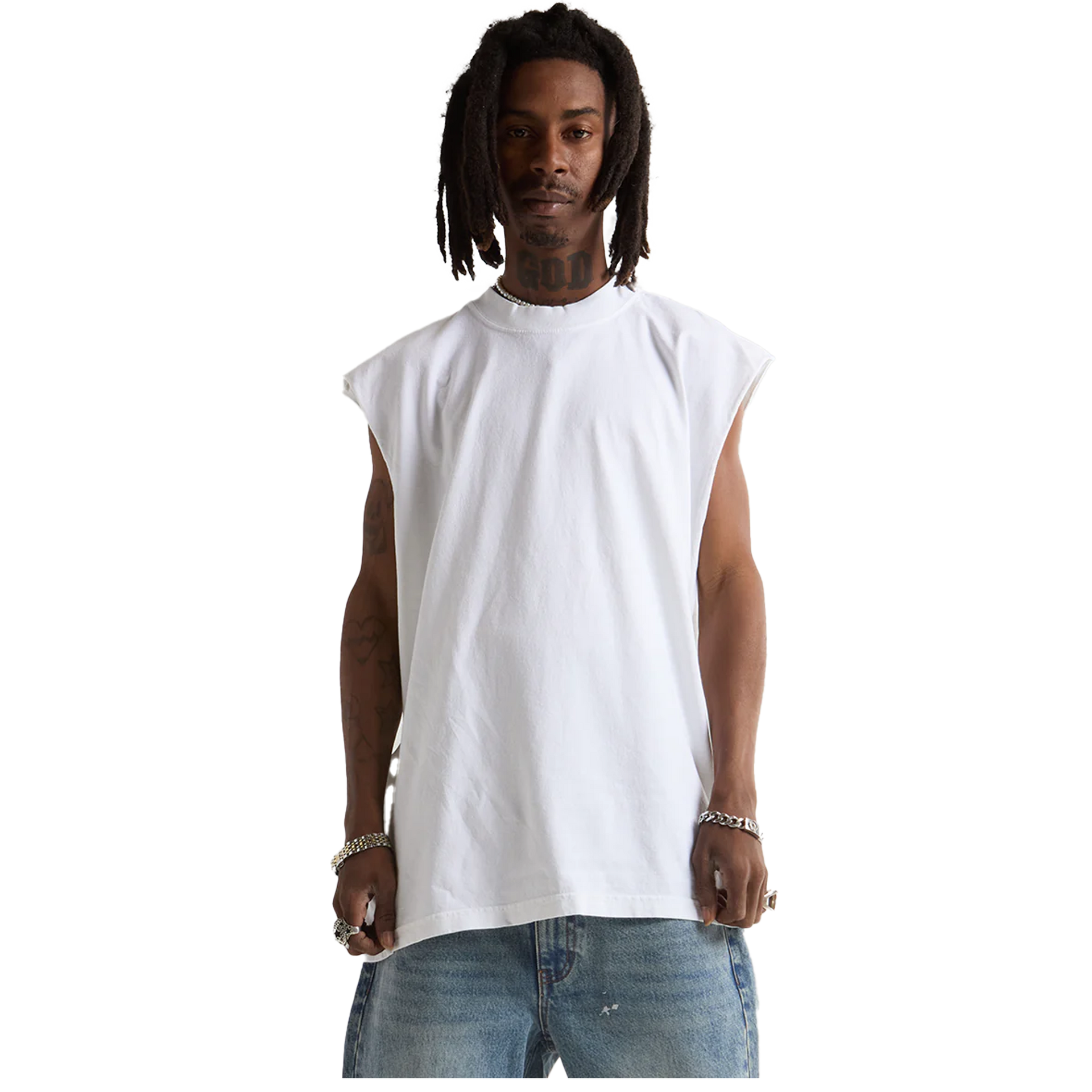 Garment Dye Muscle Tee - 7.5 oz White COTTON GARMENT DYE GARMENT DYES Heavyweight MEN OVERSIZED Shaka Wear TANK TOP