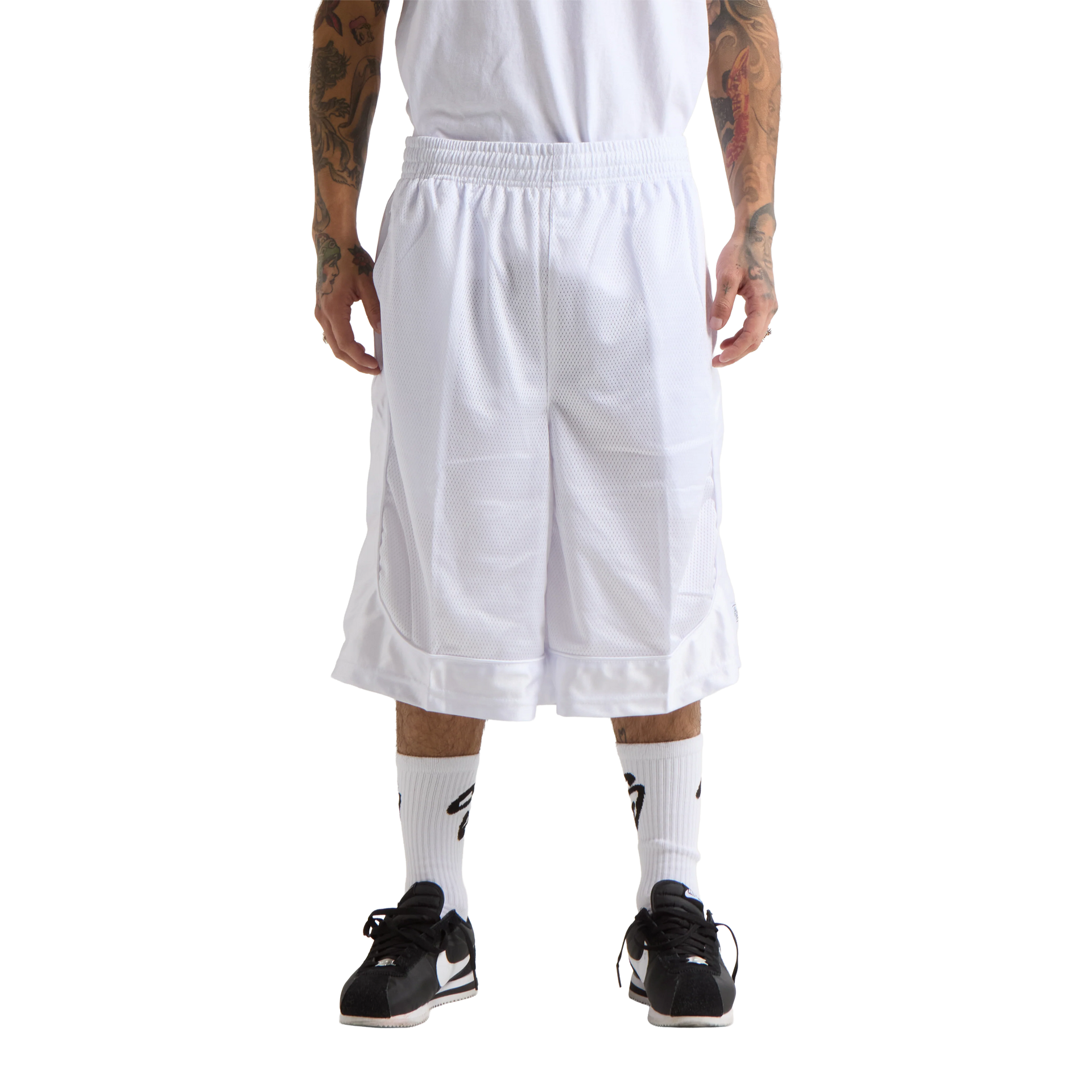 Basketball Mesh Shorts White BAGGY LOOSE MEN MESH newarrivals OVERSIZED POLYESTER Shaka Wear