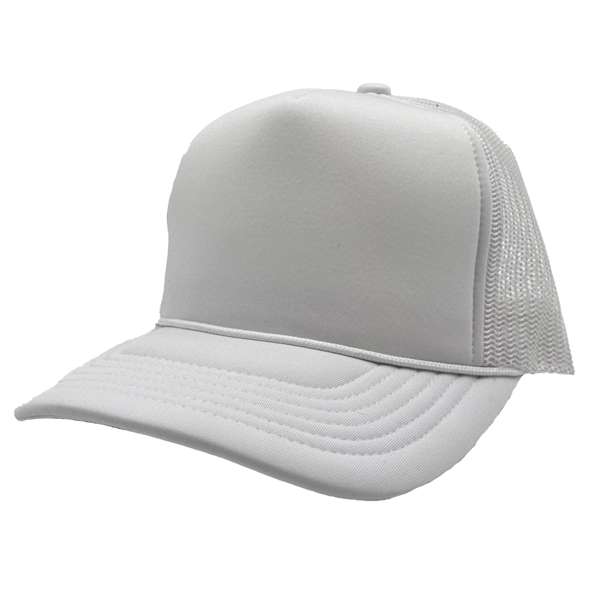 GNV-1222FT - Foam Trucker Cap White One Size 5 PANELS COTTON / POLYESTER CURVE FOAM GNV-1222FT HIGH PROFILE MESH nissi caps SNAPBACK UNISEX