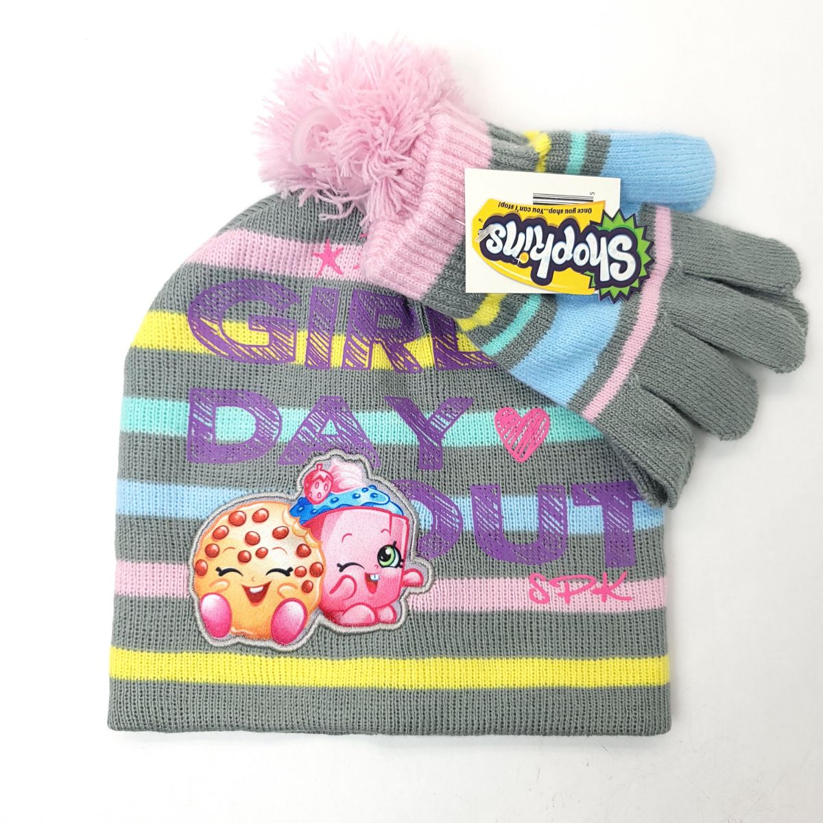 Youth - Girls Day Out, Shopkins, 2pcs set, Winter Pom Beanie & Gloves set Youths