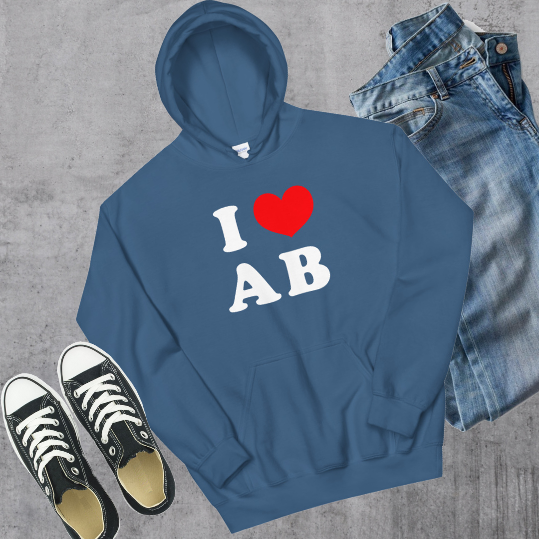 I ❤️ AB Hoodie Indigo Blue Alberta Canadian City Apparel