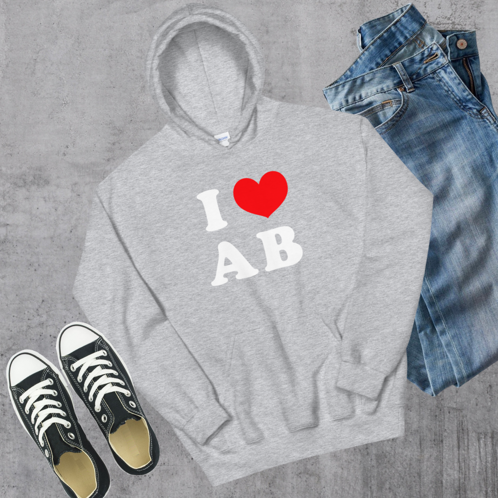 I ❤️ AB Hoodie Sport Grey Alberta Canadian City Apparel