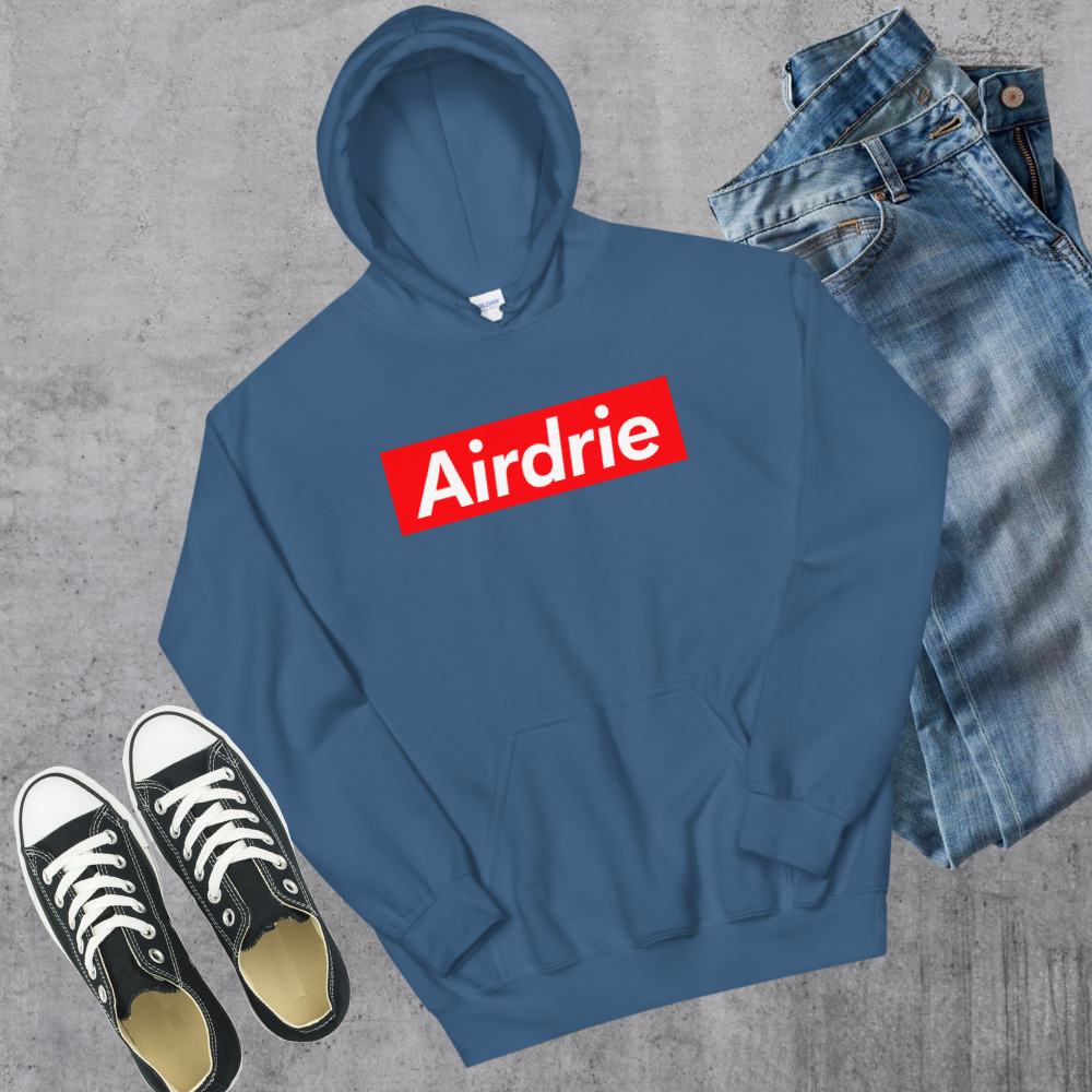 Airdrie Supreme'd Hoodie Indigo Blue Alberta Canadian City Apparel