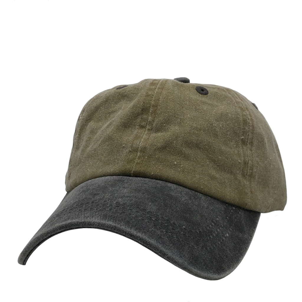 AS-1100 - Cotton Twill Premium Pigment Dyed Cap Khaki Black one size 6 PANELS - UNSTRUCTURED BUCKLE STRAP caps casquette COTTON CURVE hat hats headwear Men's NISSI nissi caps UNSTRUCTURED