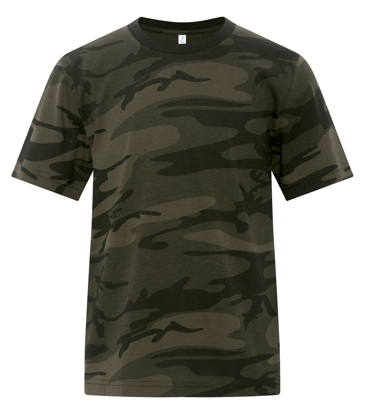ATC EuroSpun ATC8000Y, Eurospun Ring Spun Youth Tee, Black Camo