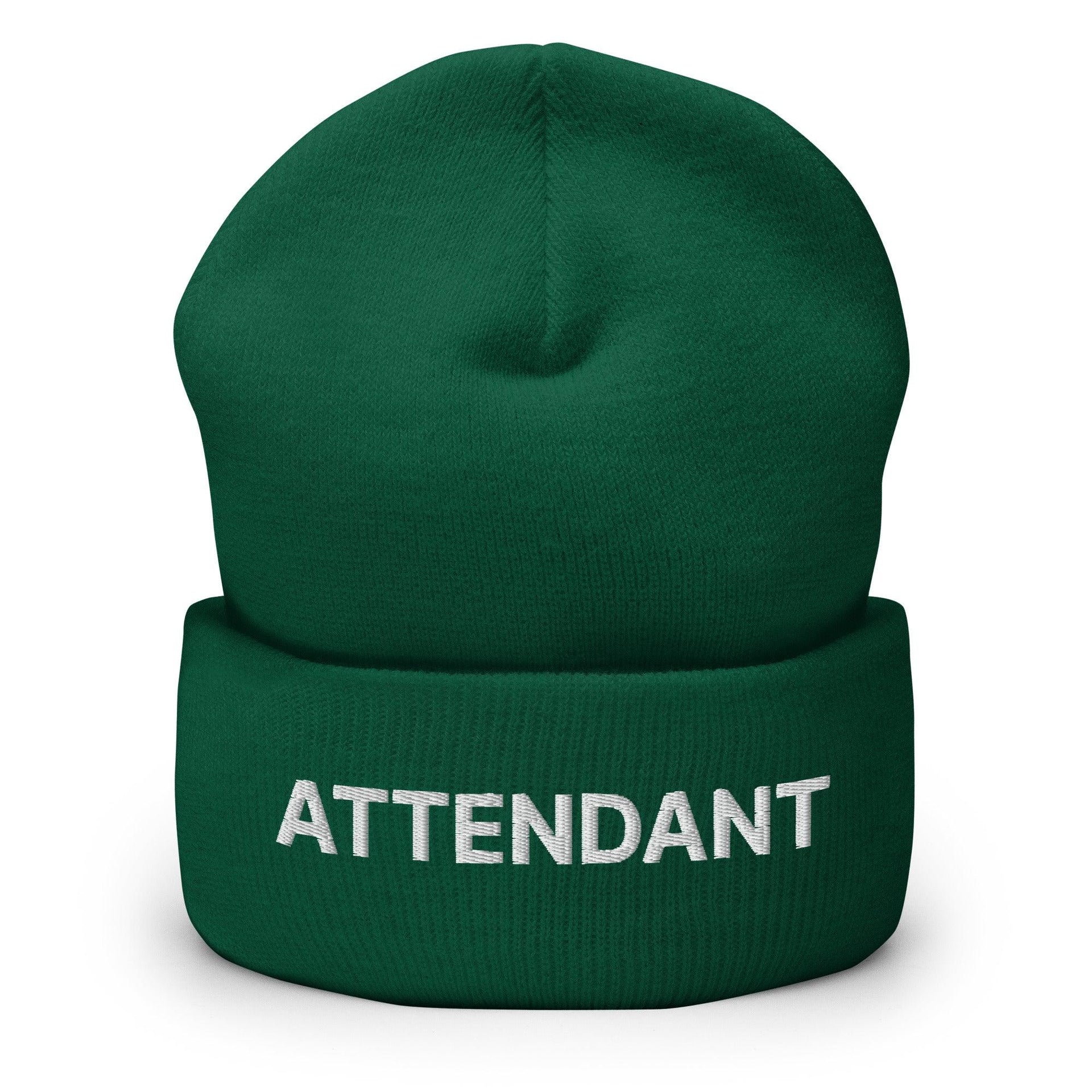 Attendant Uniform Work Embroidered Knit Cuffed Beanie Spruce Beanies Capital Crowns Work