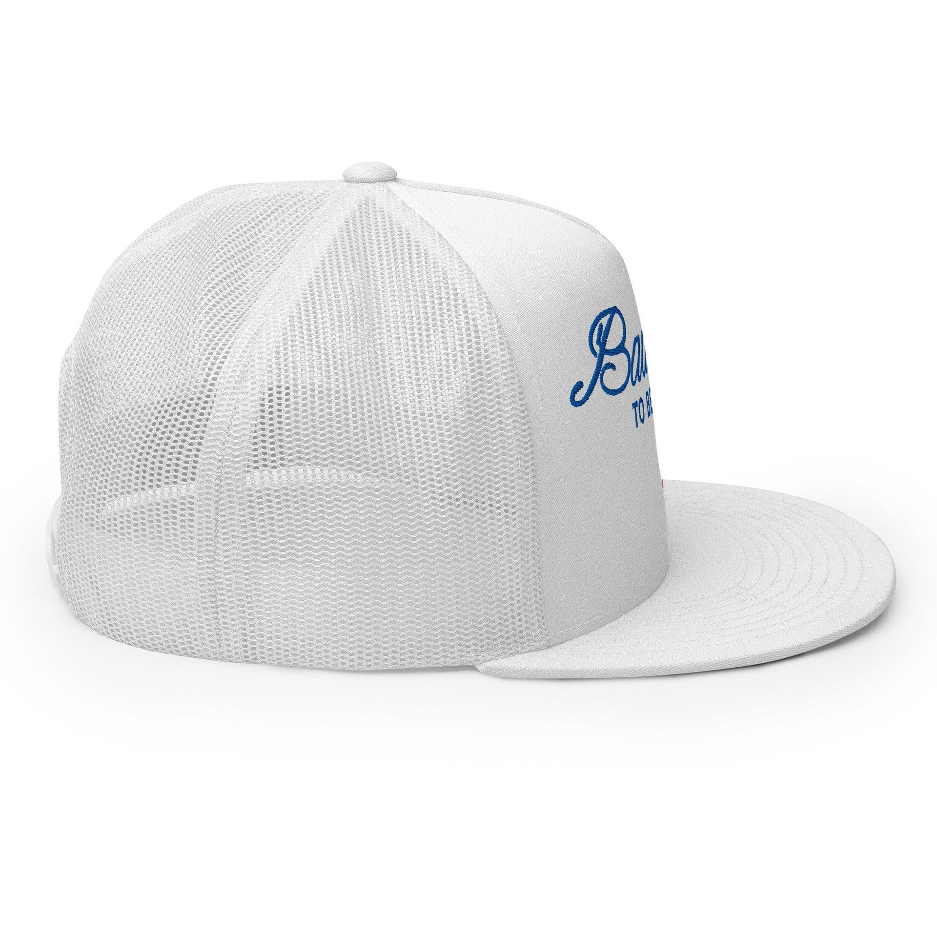 Premium Bad Day to be a Beer Embroidered Flat Bill Brim Mesh Trucker Hat | Custom Embroidery Available - Fast Turnaround Capital Crowns Funny Trucker Hats