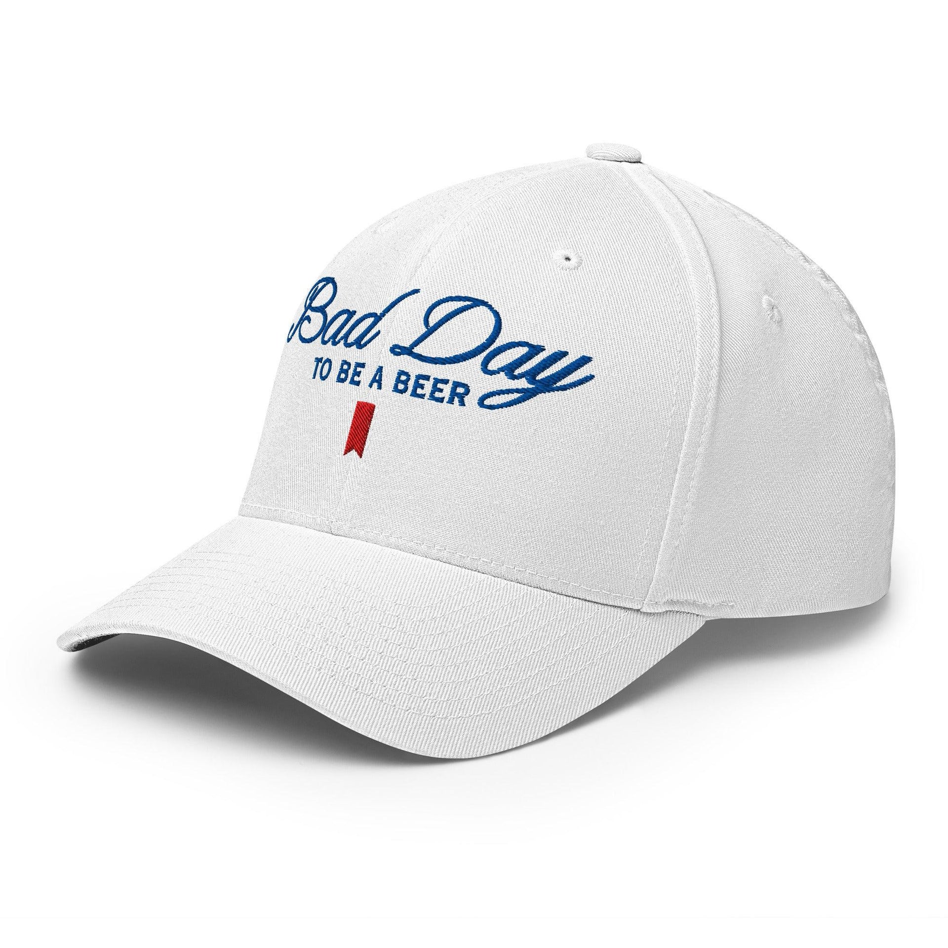 Premium Bad Day to be a Beer Embroidered Stretch Fit Baseball Hat | Custom Embroidery Available - Fast Turnaround Capital Crowns Funny Stretch Fit