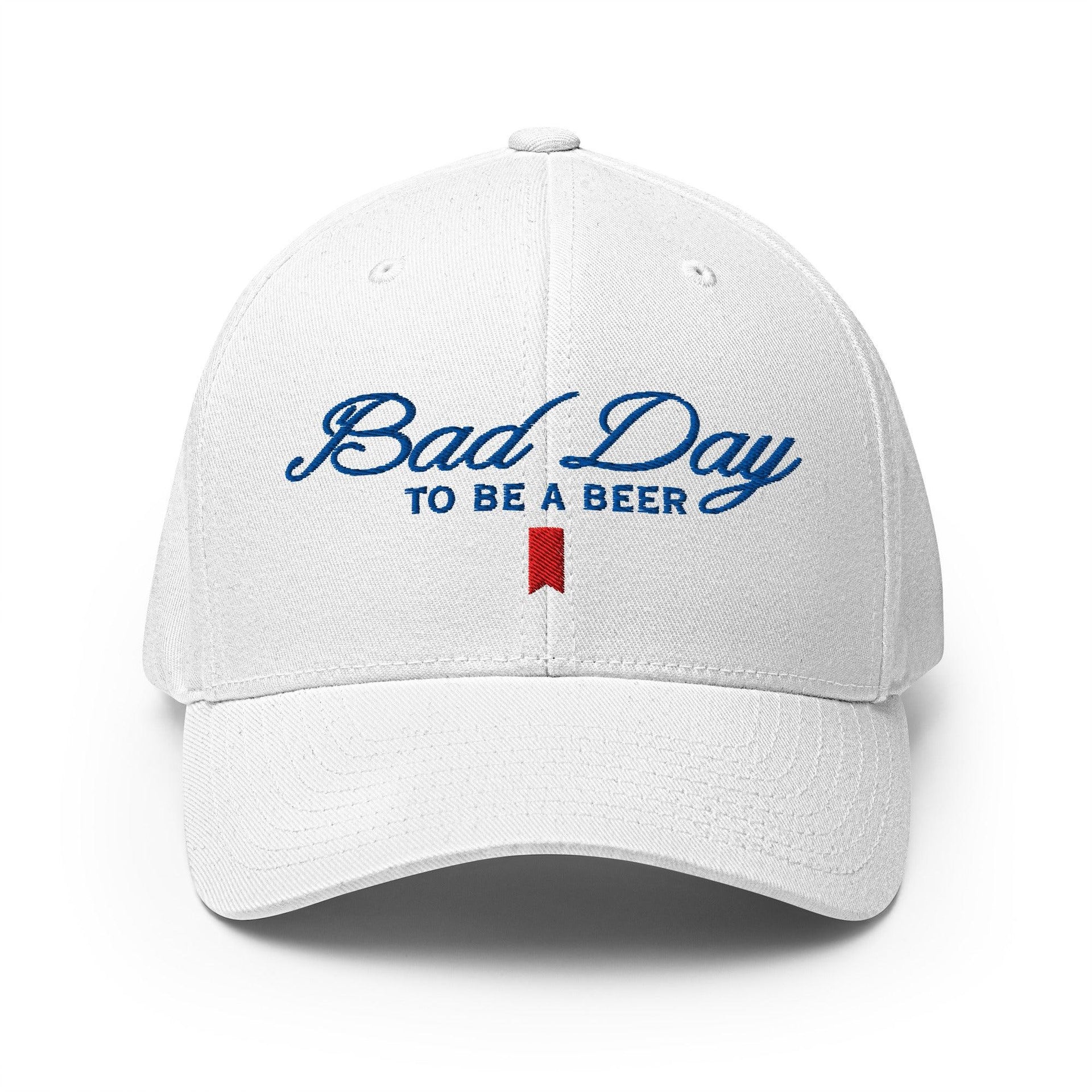 Premium Bad Day to be a Beer Embroidered Stretch Fit Baseball Hat | Custom Embroidery Available - Fast Turnaround Capital Crowns Funny Stretch Fit
