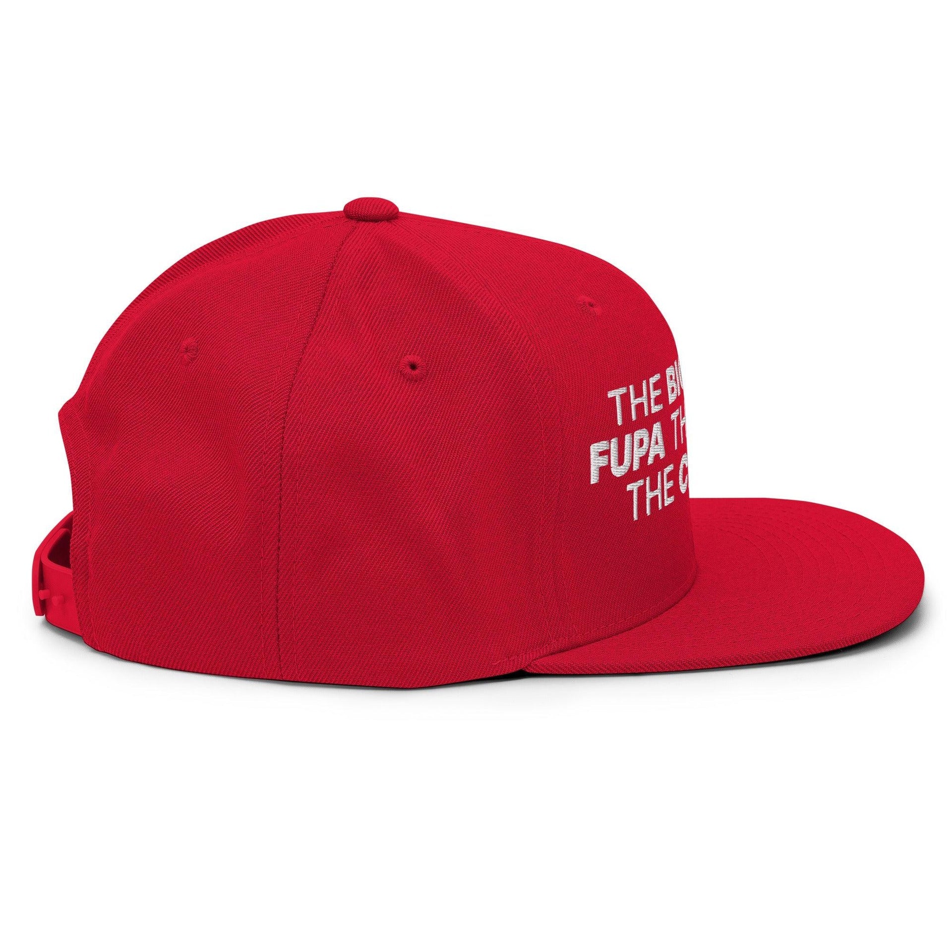 The Bigger the Fupa the Tastier the Chalupa Embroidered Flat Bill Brim Snapback Hat Capital Crowns Funny Snapback Hats