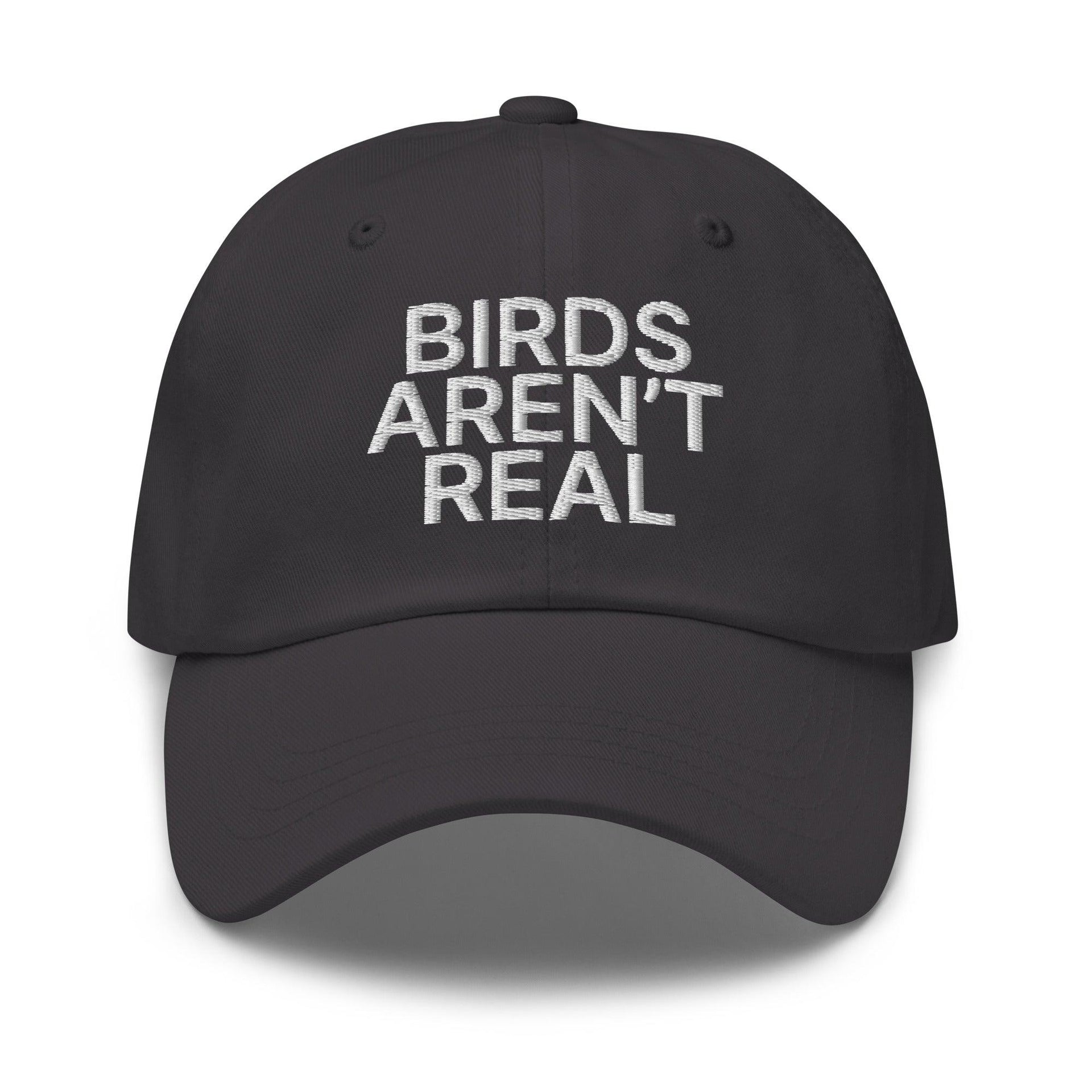 Birds Aren't Real Embroidered Dad Hat Dark Grey Capital Crowns Dad Hats Funny