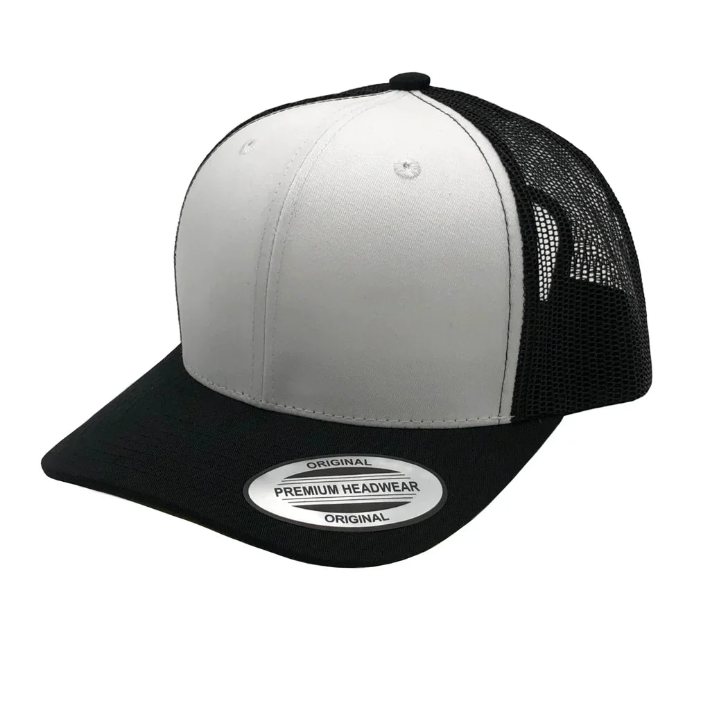 GNV-6606T - Premium Trucker Mesh Cap Black White Black ONE SIZE 6 PANELS CAP COTTON / POLYESTER CURVE headwear MESH mid profile nissi caps SNAPBACK STRUCTURED TRUCKER MESH UNISEX