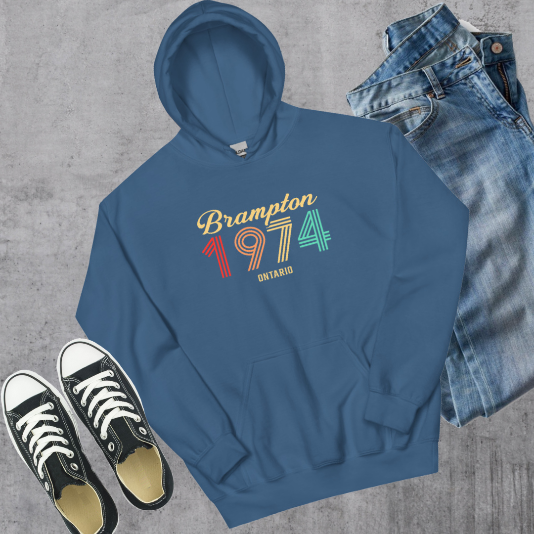 Brampton Vintage Hoodie Indigo Blue Canadian City Apparel