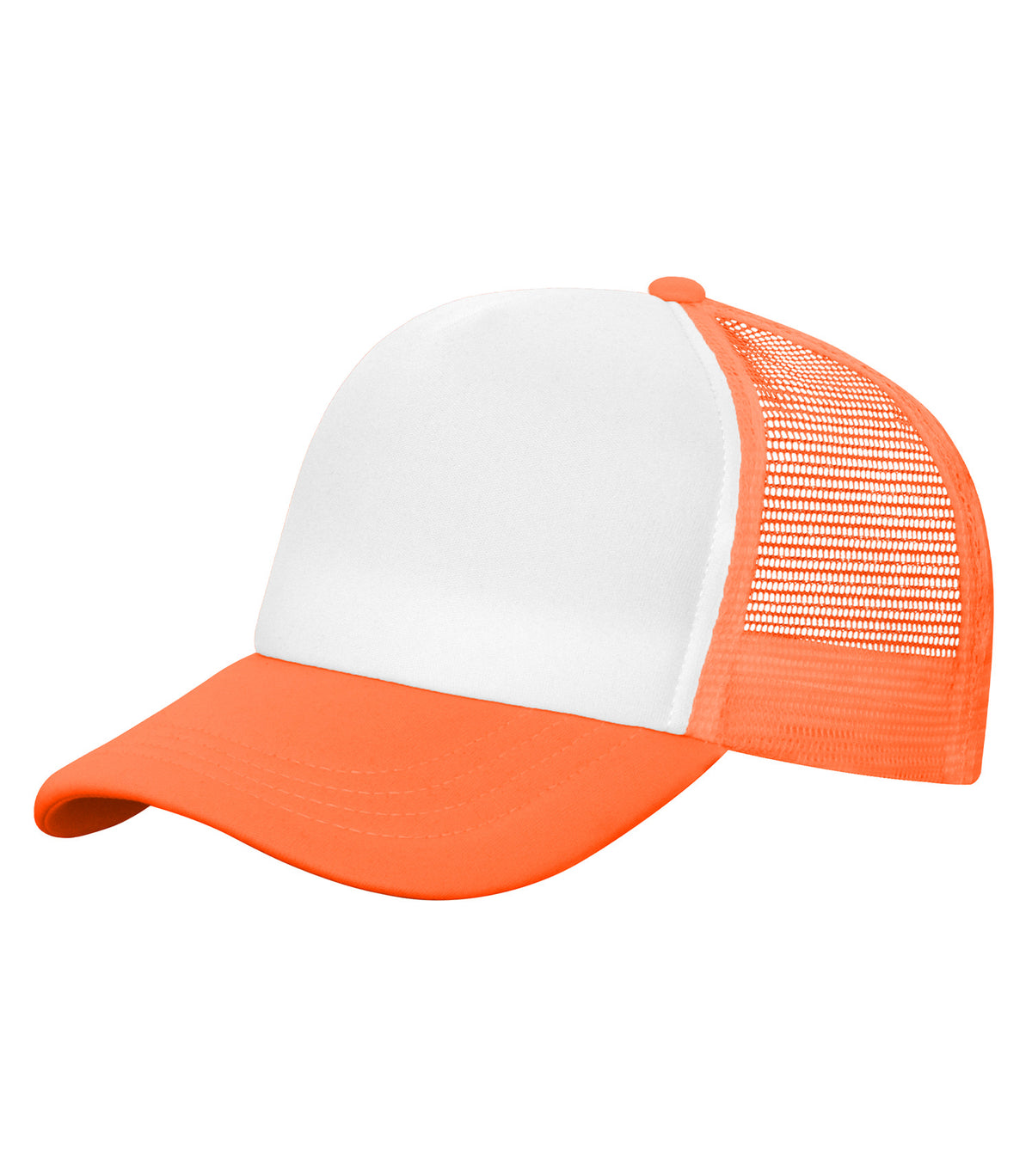 ATC C1327, 5-panel Foam Trucker Cap, White/Neon Orange