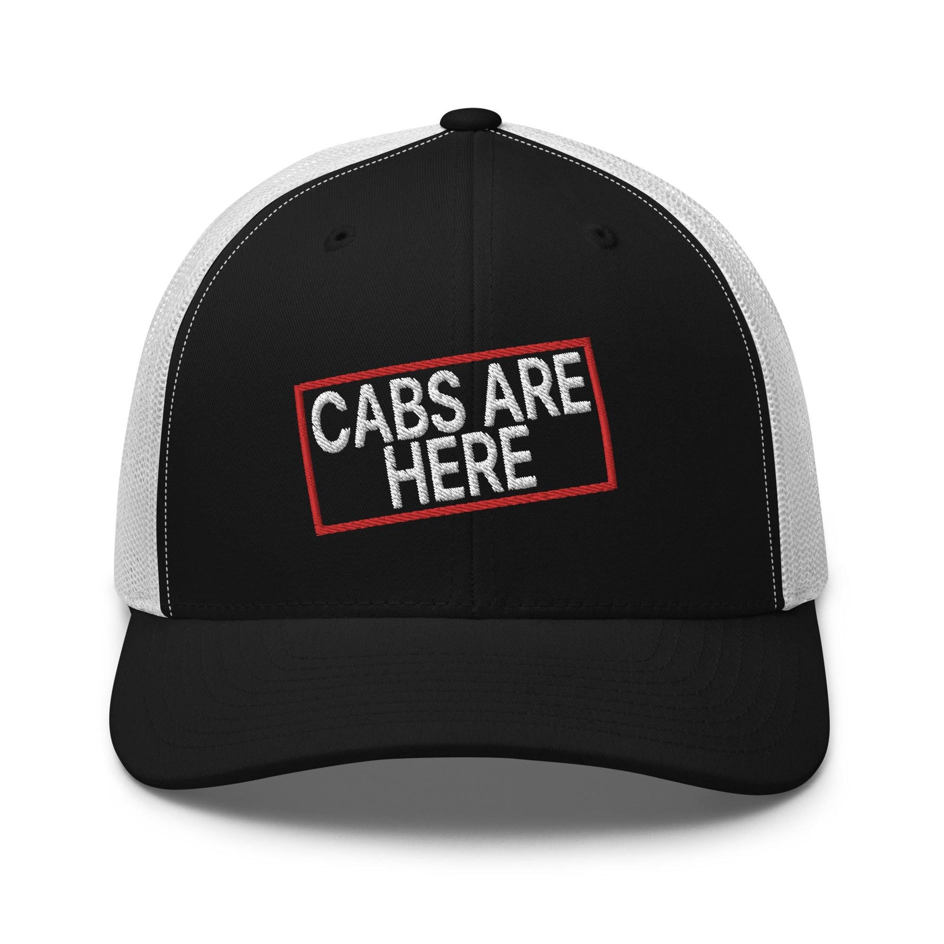 Cabs Are Here Retro Trucker Hat Black White Capital Crowns Funny Snapback Hats Trucker Hats