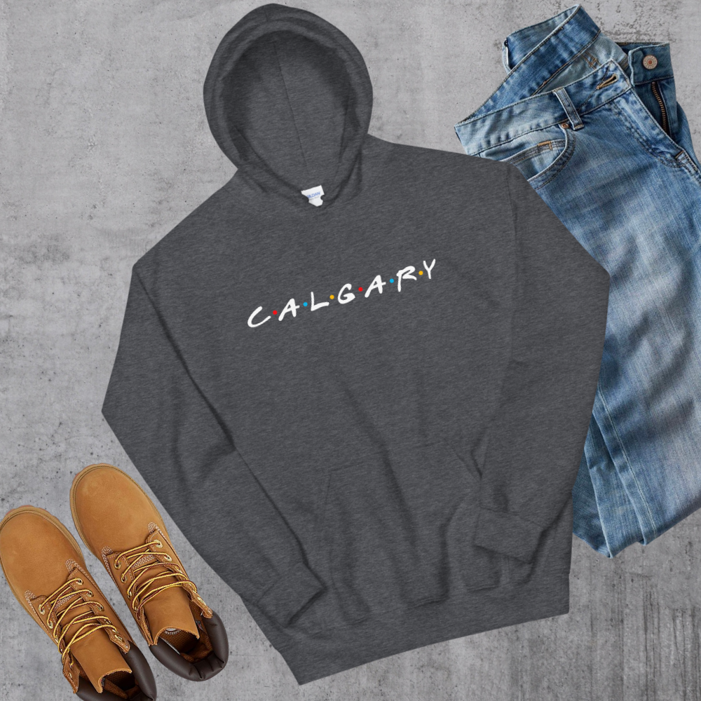 Calgary Friends Hoodie Dark Heather Alberta Canadian City Apparel