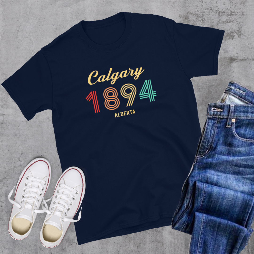 Calgary Vintage Tee Navy Alberta Canadian City Apparel