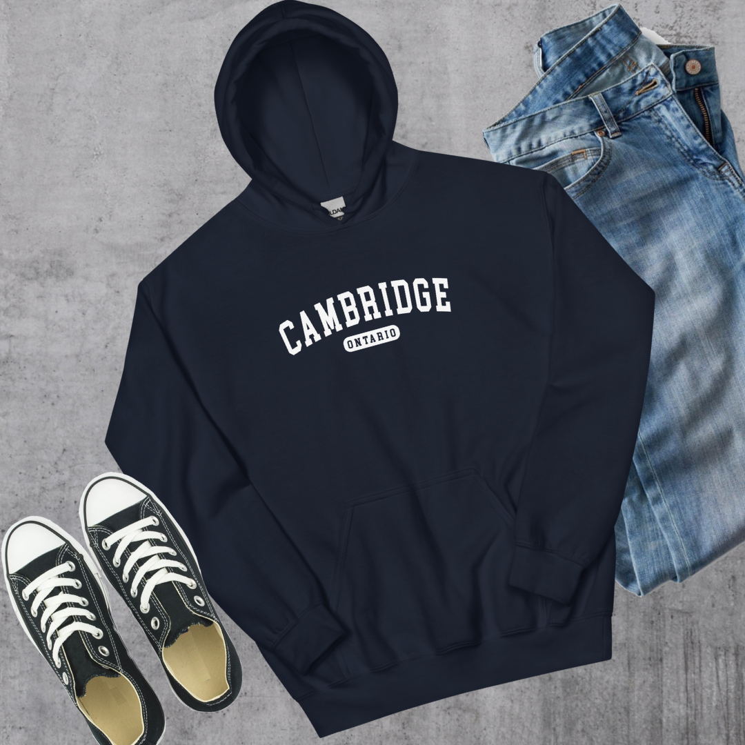 Cambridge ON College Hoodie Navy Canadian City Apparel Ontario