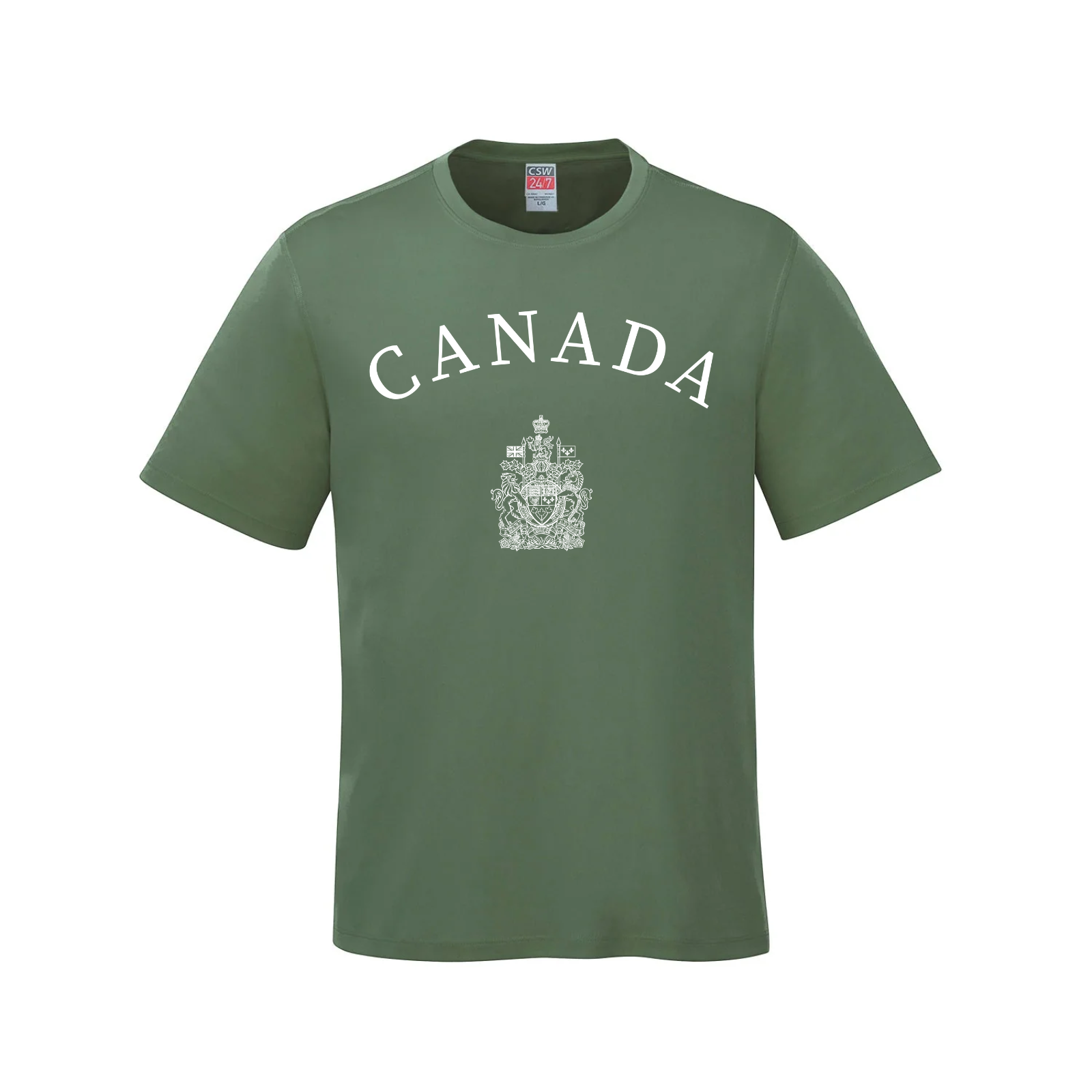 Canada Coat of Arms T-Shirt - Youth Military Green Canada made in canada t-shirts Toronto