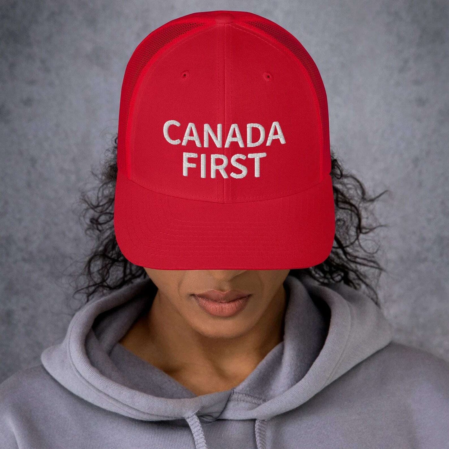 Canada First Five-Panel Retro Trucker Cap - Premium Embroidered Design Canada toque