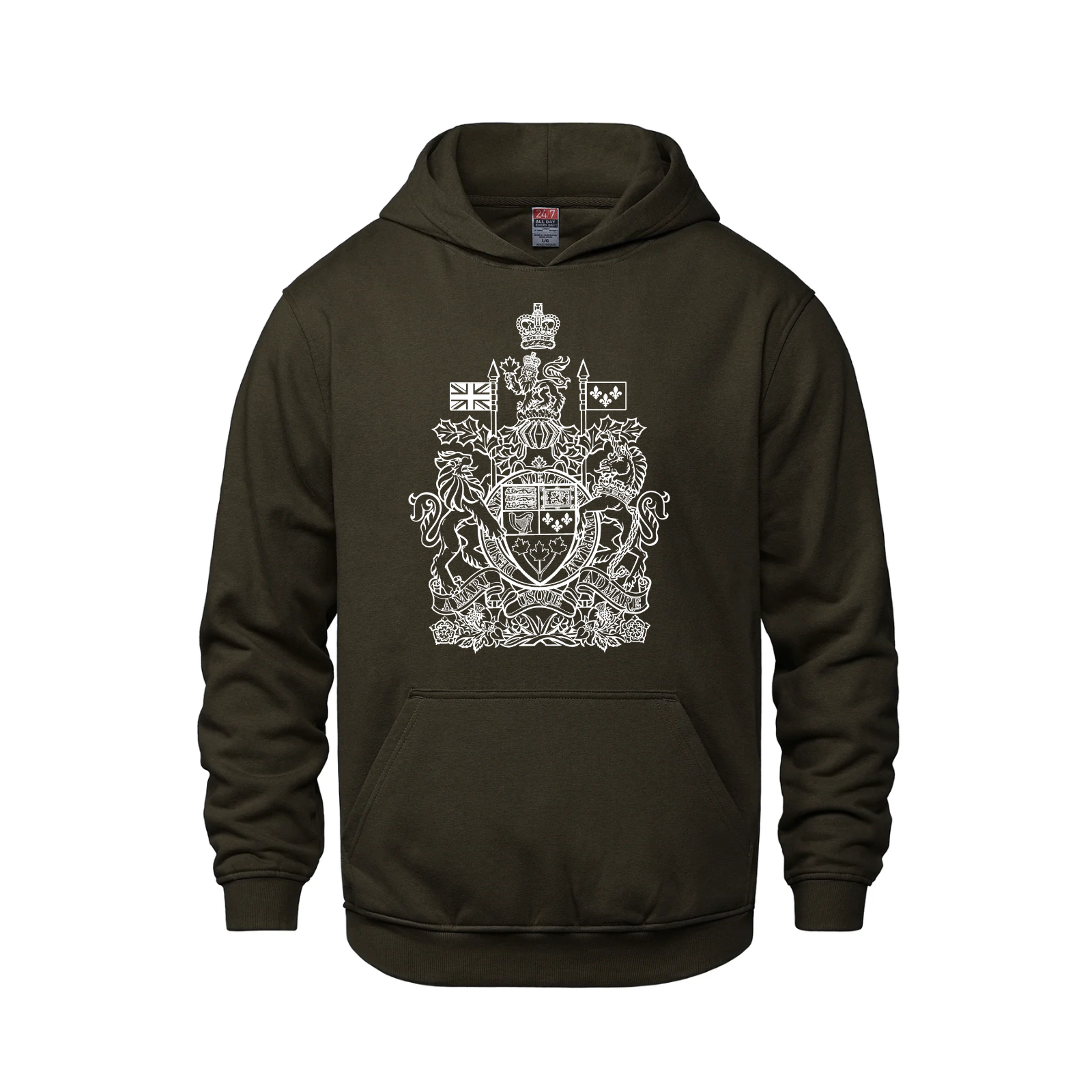 Canadian Coat of Arms Pullover Hoodie - Adult Brown Canada Canadian made in canada Make Canada Great Again
