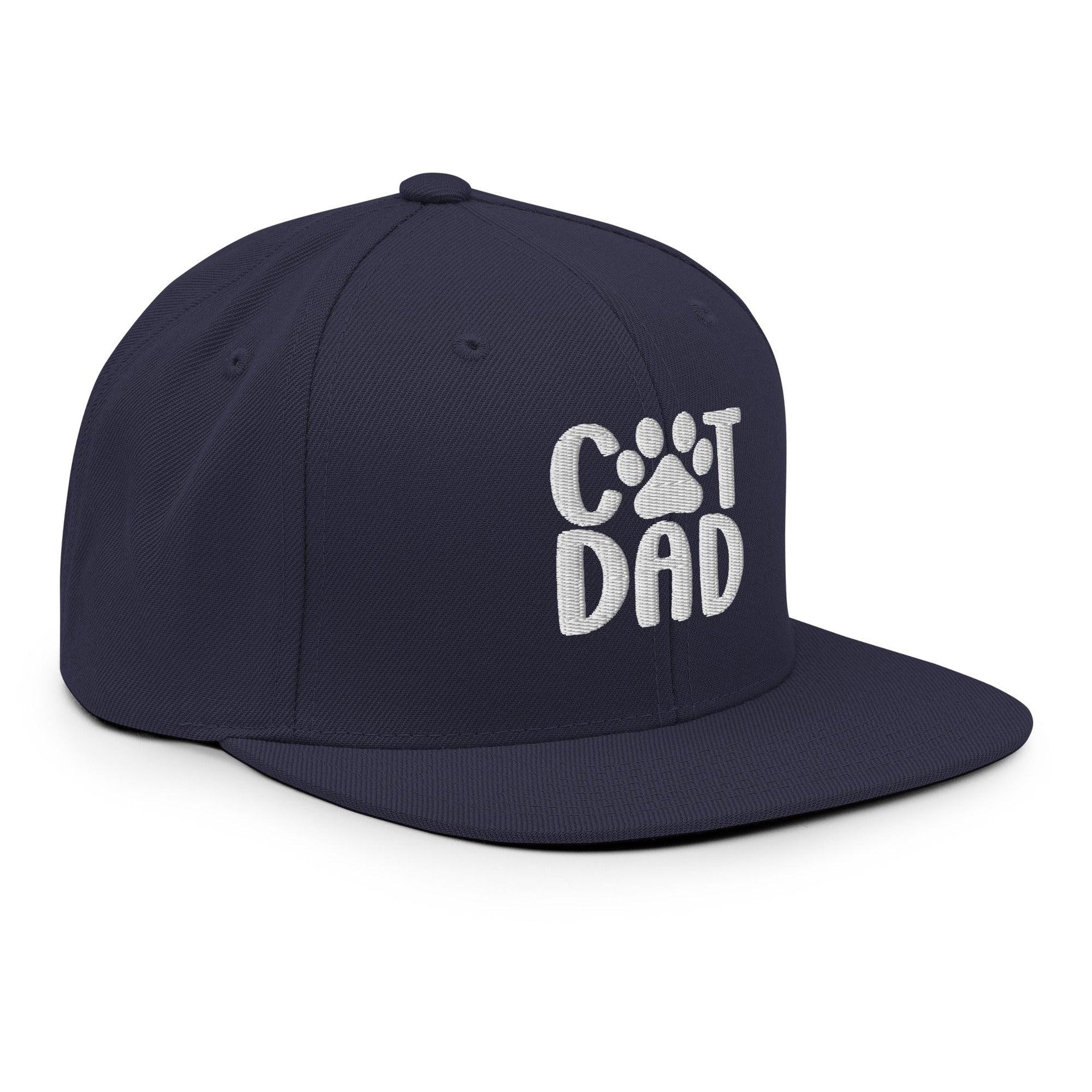 Cat Dad Embroidered Flat Bill Brim Snapback Hat Capital Crowns Funny Snapback Hats