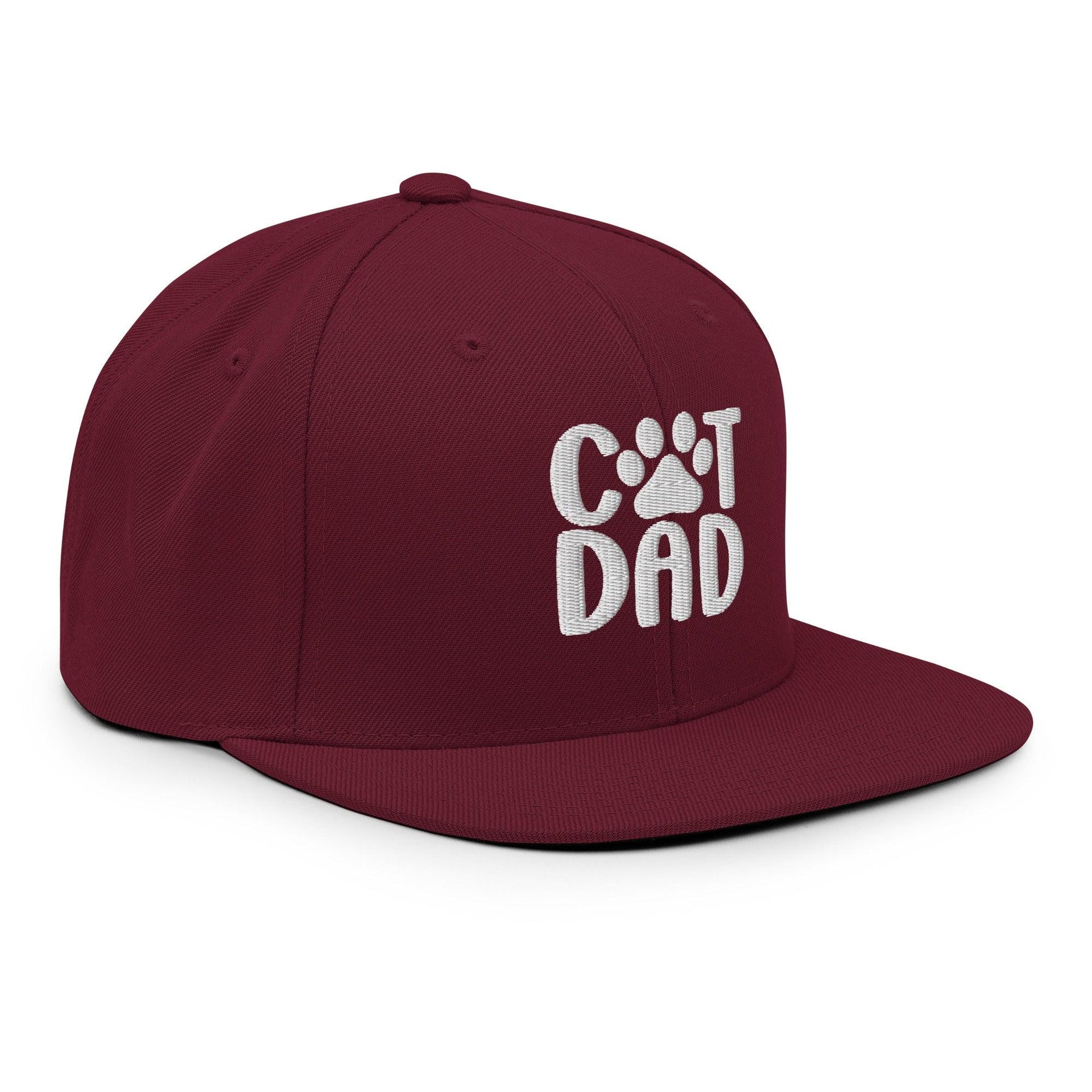 Cat Dad Embroidered Flat Bill Brim Snapback Hat Capital Crowns Funny Snapback Hats
