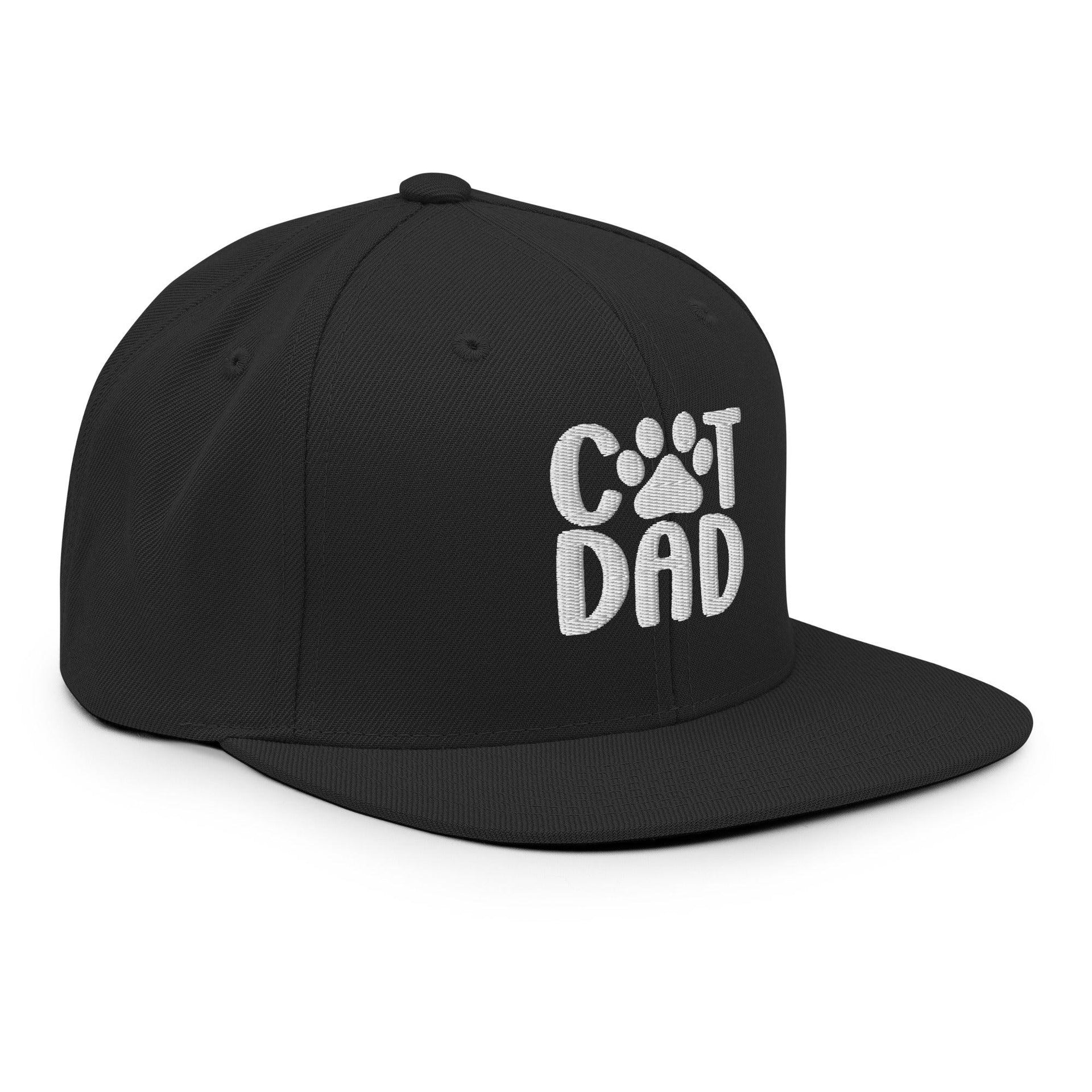 Cat Dad Embroidered Flat Bill Brim Snapback Hat Capital Crowns Funny Snapback Hats