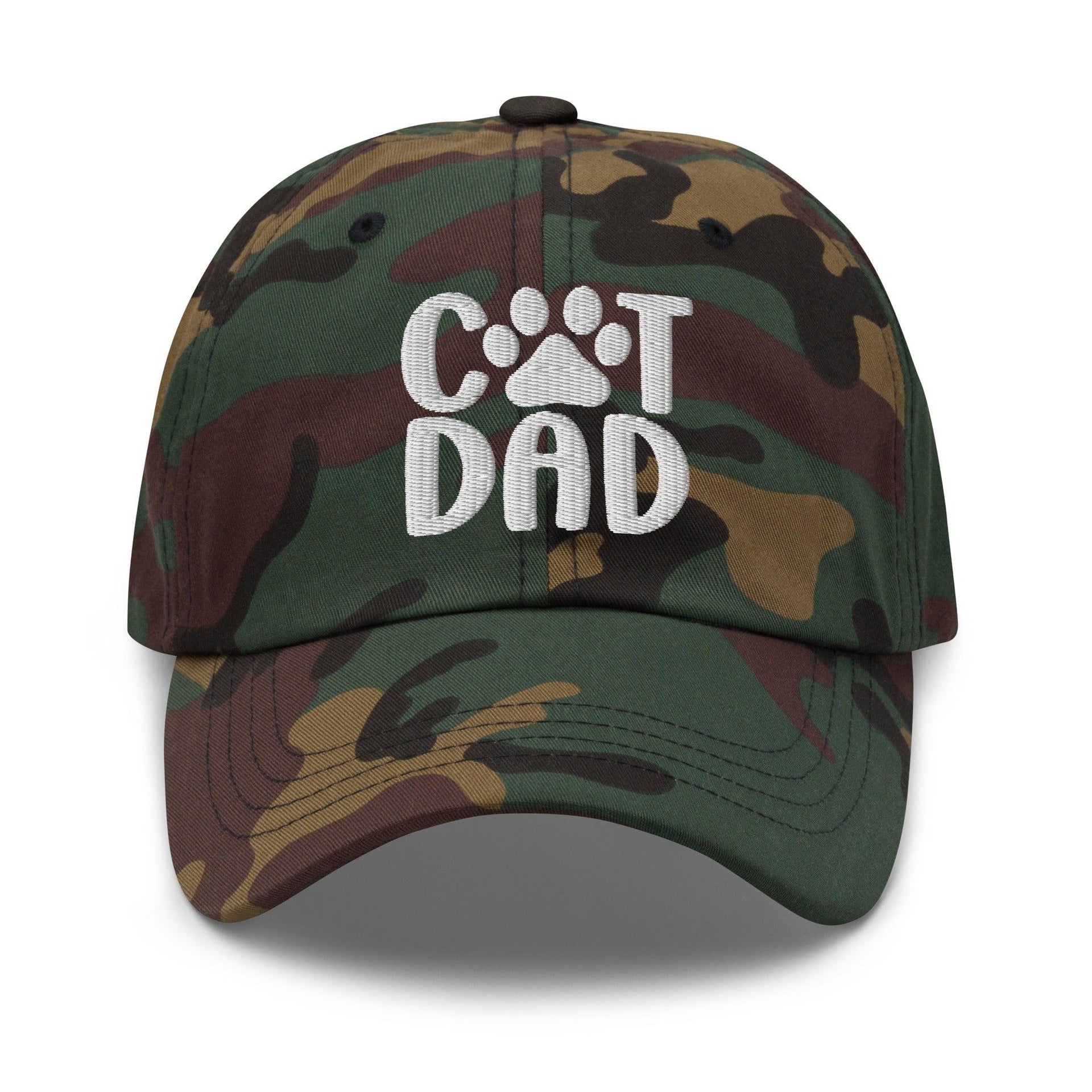 Cat Dad Embroidered Dad Hat Green Camo Capital Crowns Dad Hats Funny