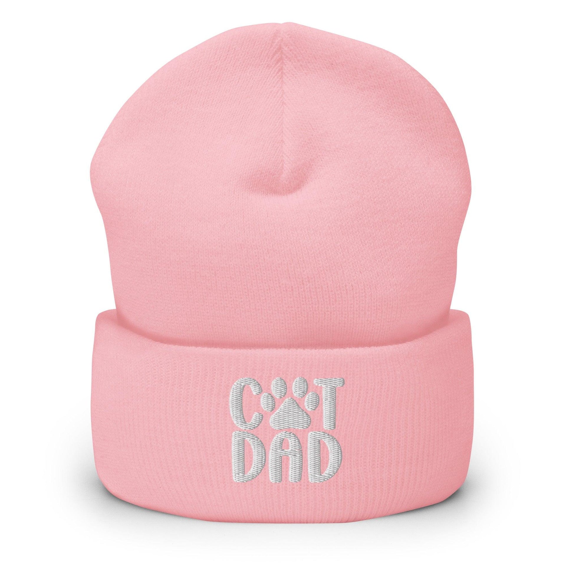 Cat Dad Embroidered Knit Cuffed Beanie Baby Pink Beanies Capital Crowns Funny