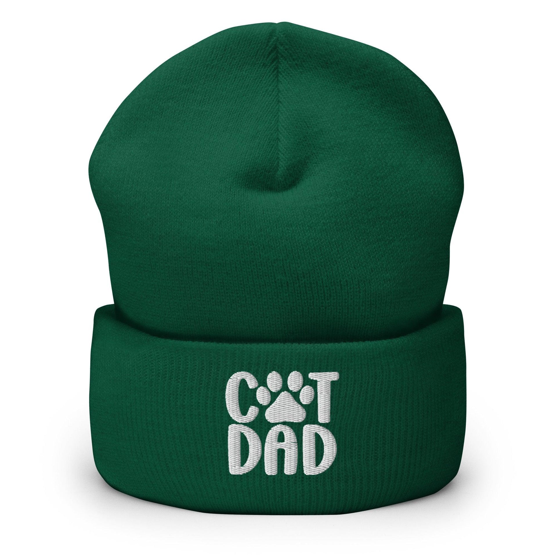 Cat Dad Embroidered Knit Cuffed Beanie Spruce Beanies Capital Crowns Funny