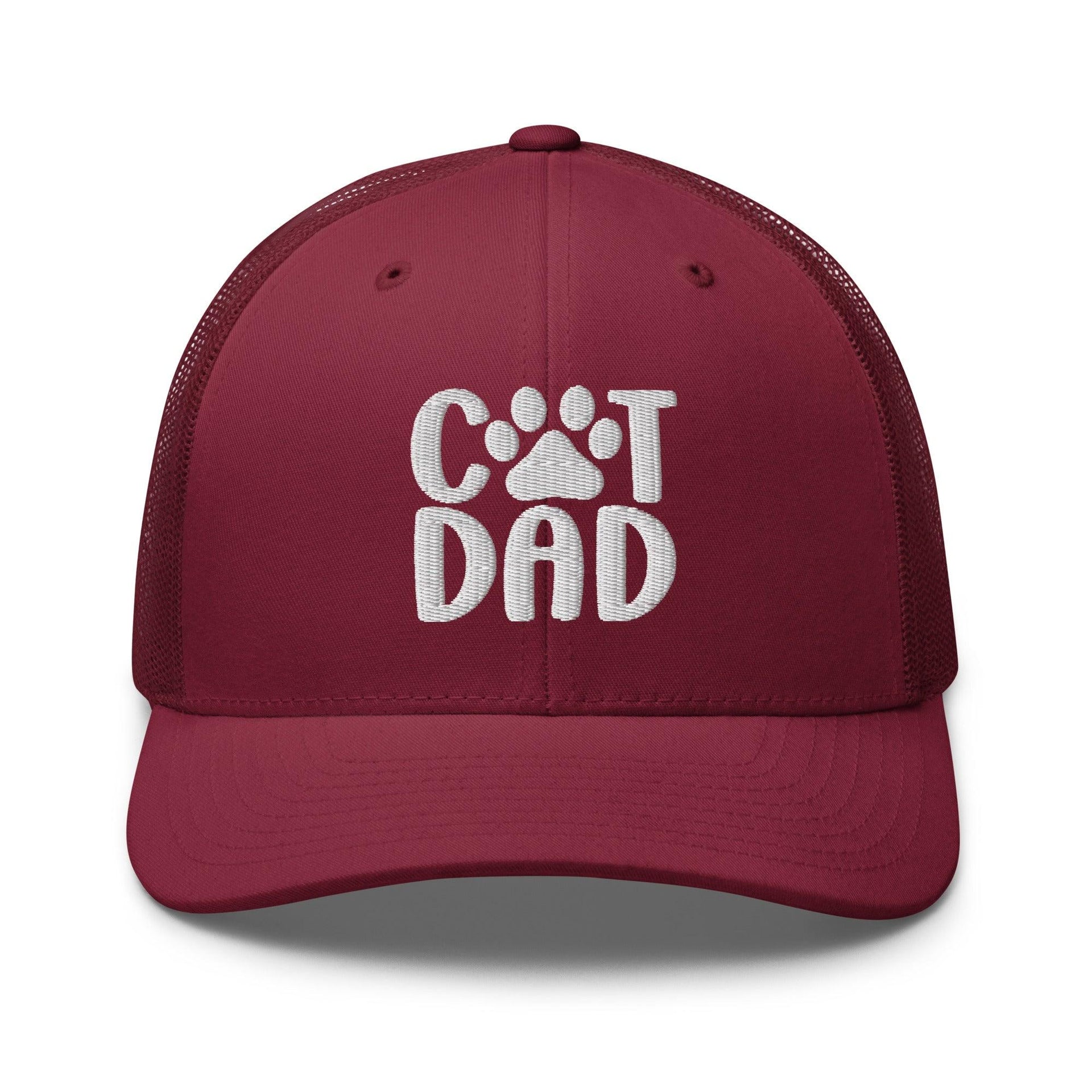 Cat Dad Embroidered Mesh Trucker Hat Cranberry Capital Crowns Funny Trucker Hats