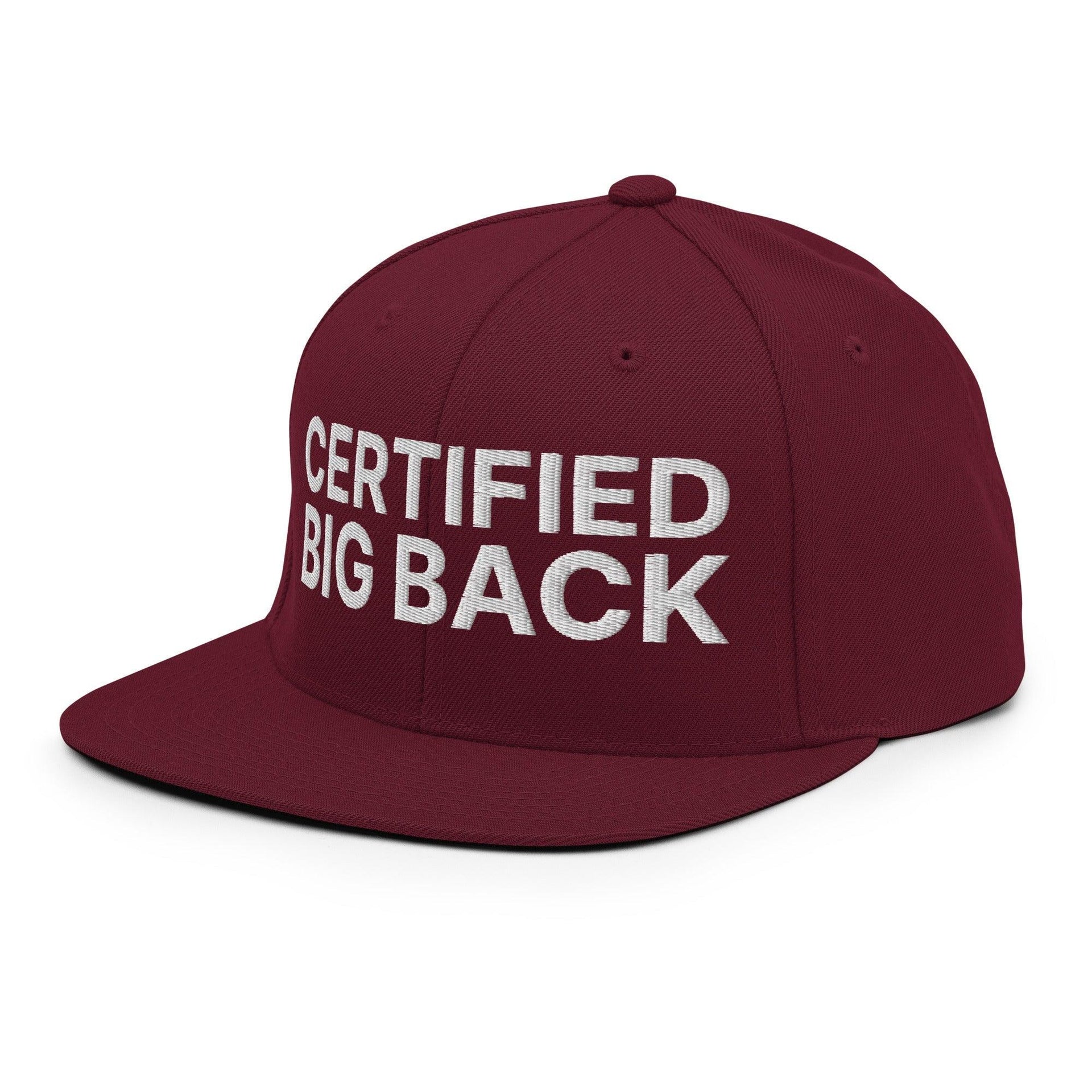 Certified Big Back Embroidered Flat Bill Brim Snapback Hat Capital Crowns Funny Snapback Hats