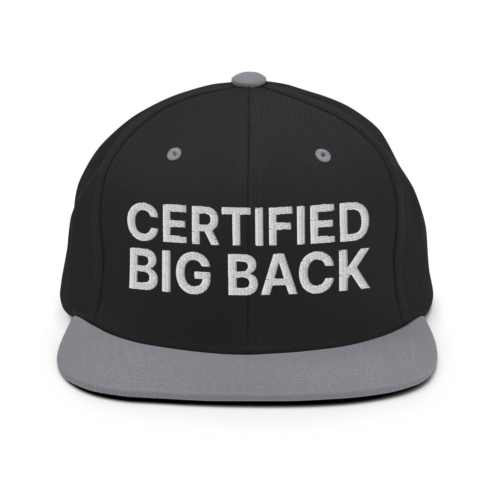 Certified Big Back Embroidered Flat Bill Brim Snapback Hat Black Silver Capital Crowns Funny Snapback Hats