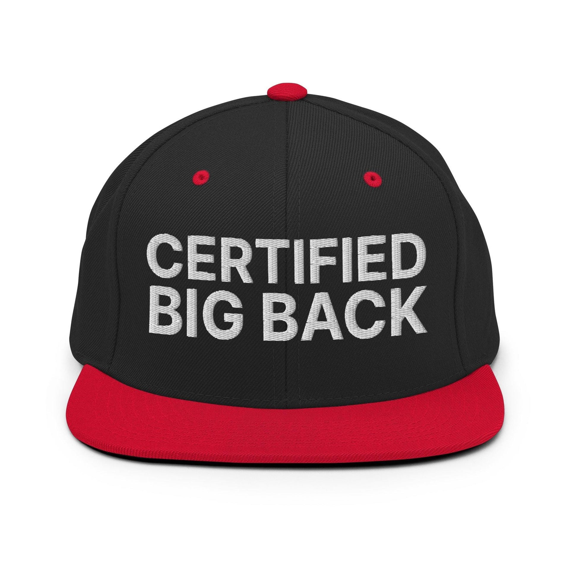 Certified Big Back Embroidered Flat Bill Brim Snapback Hat Black Red Capital Crowns Funny Snapback Hats
