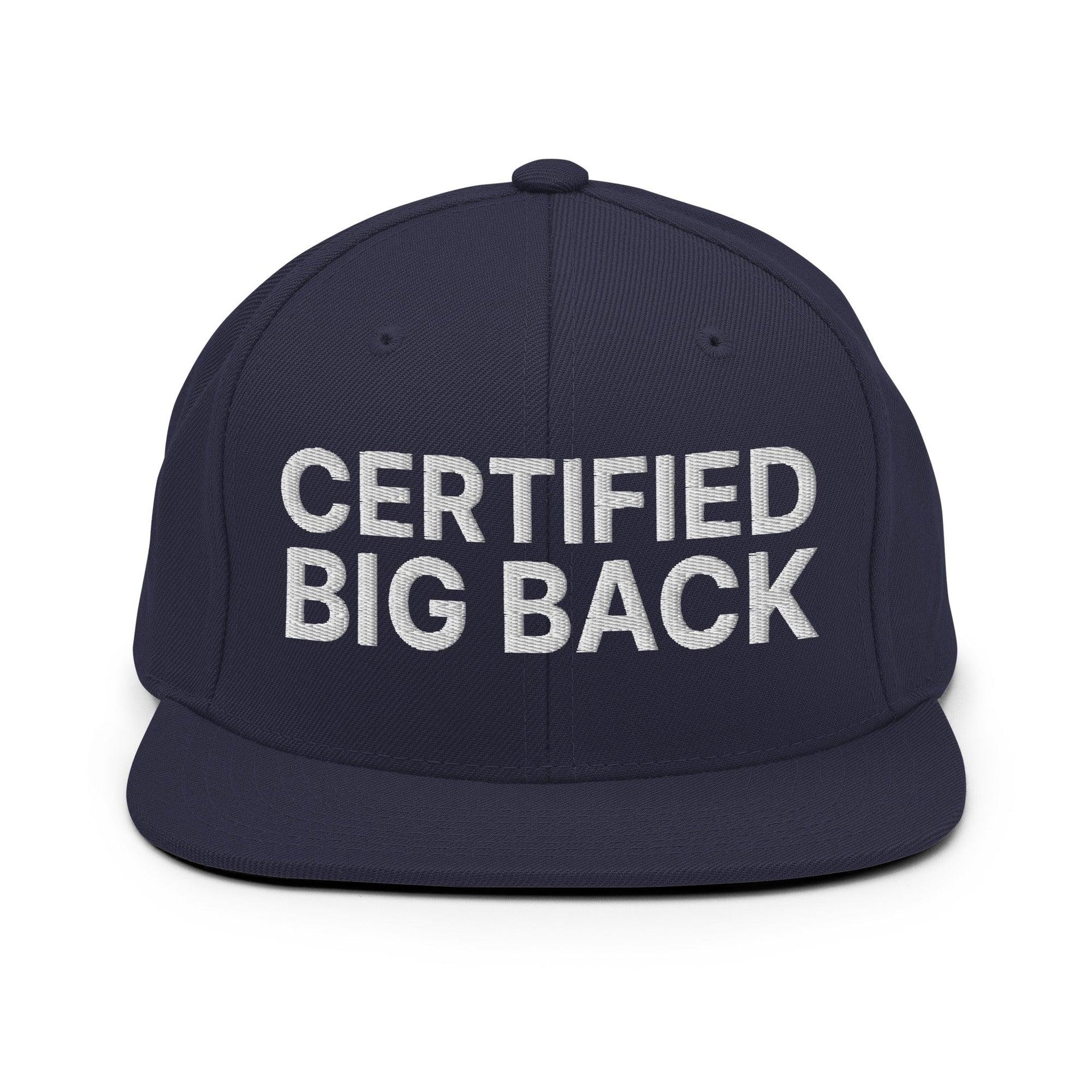 Certified Big Back Embroidered Flat Bill Brim Snapback Hat Navy Capital Crowns Funny Snapback Hats