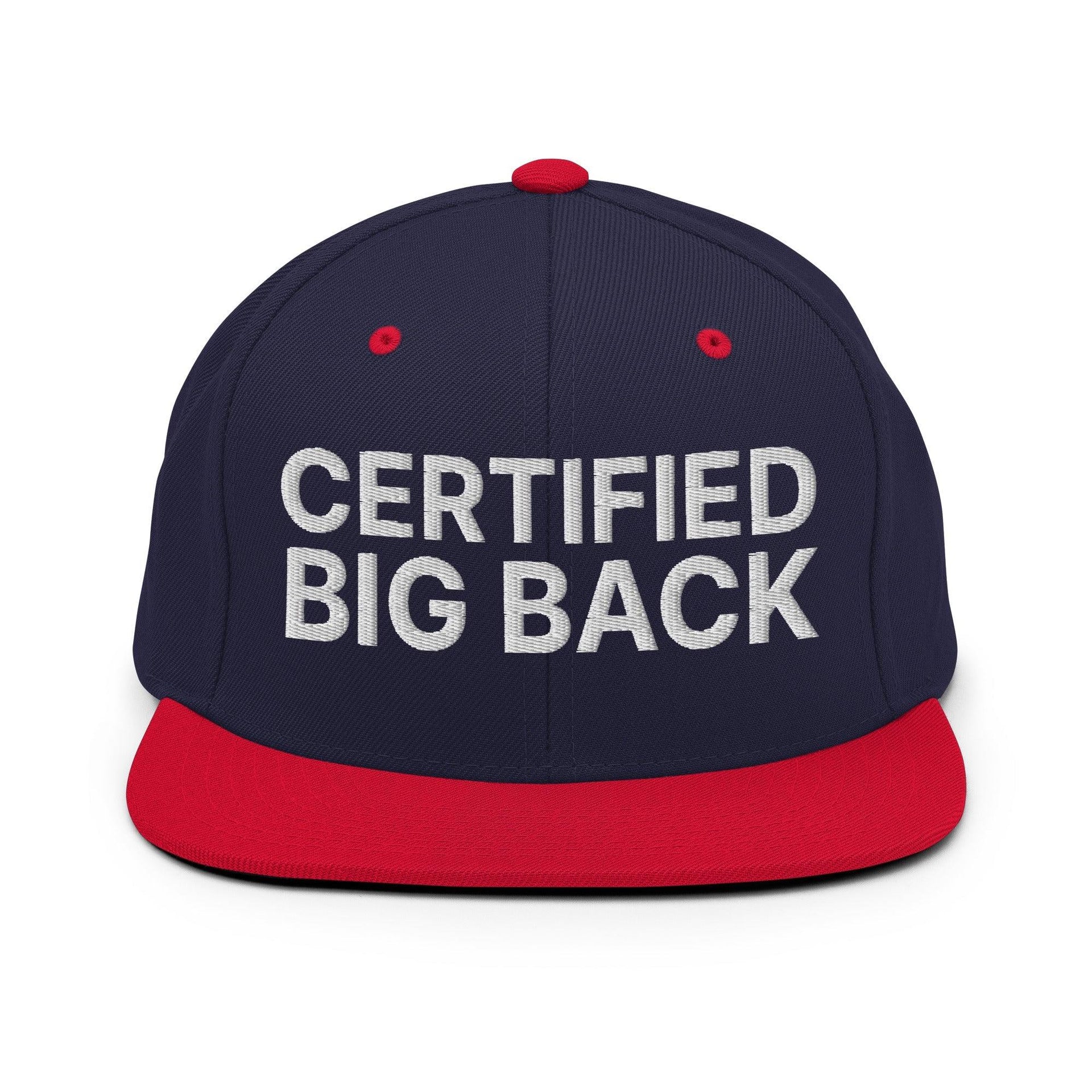 Certified Big Back Embroidered Flat Bill Brim Snapback Hat Navy Red Capital Crowns Funny Snapback Hats