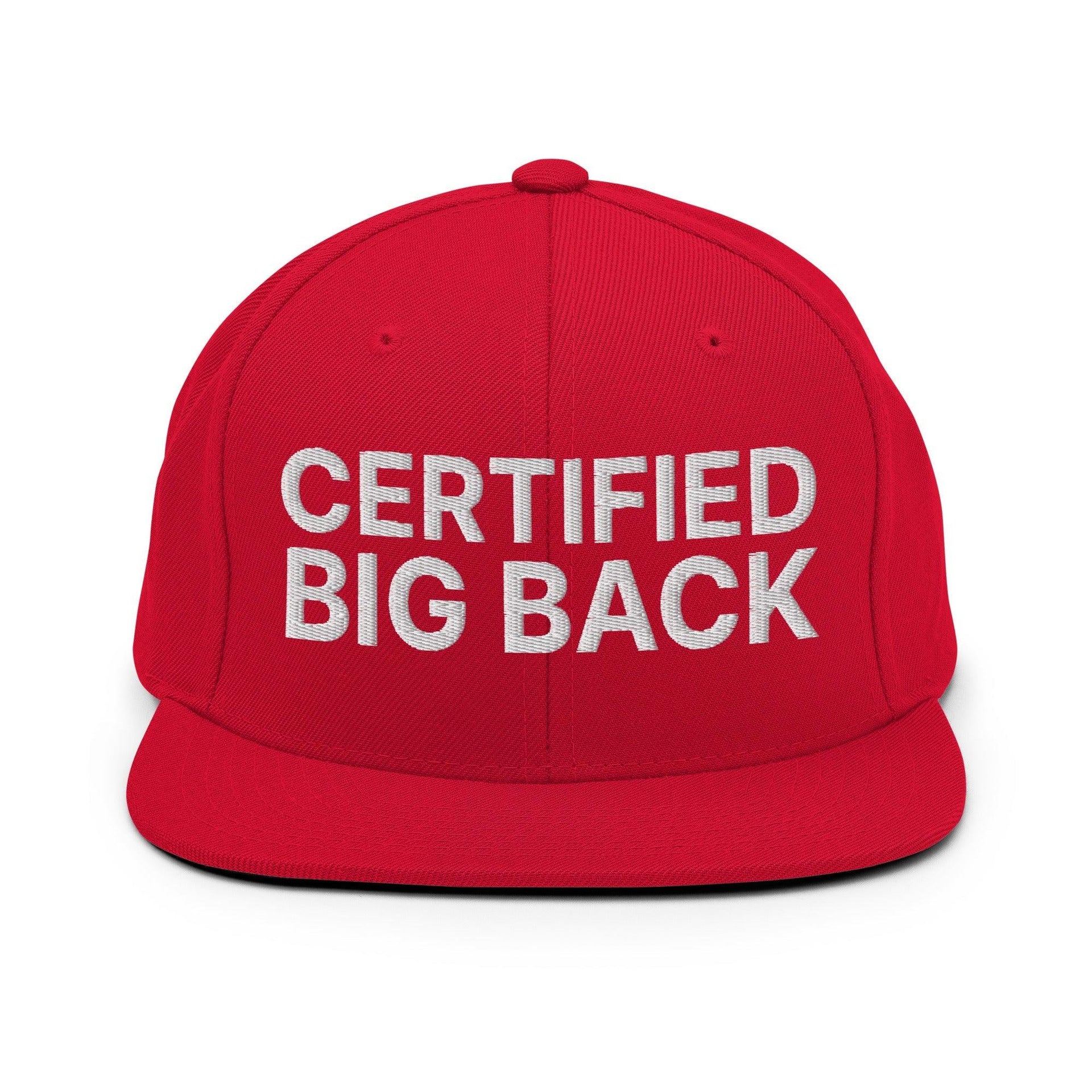 Certified Big Back Embroidered Flat Bill Brim Snapback Hat Red Capital Crowns Funny Snapback Hats