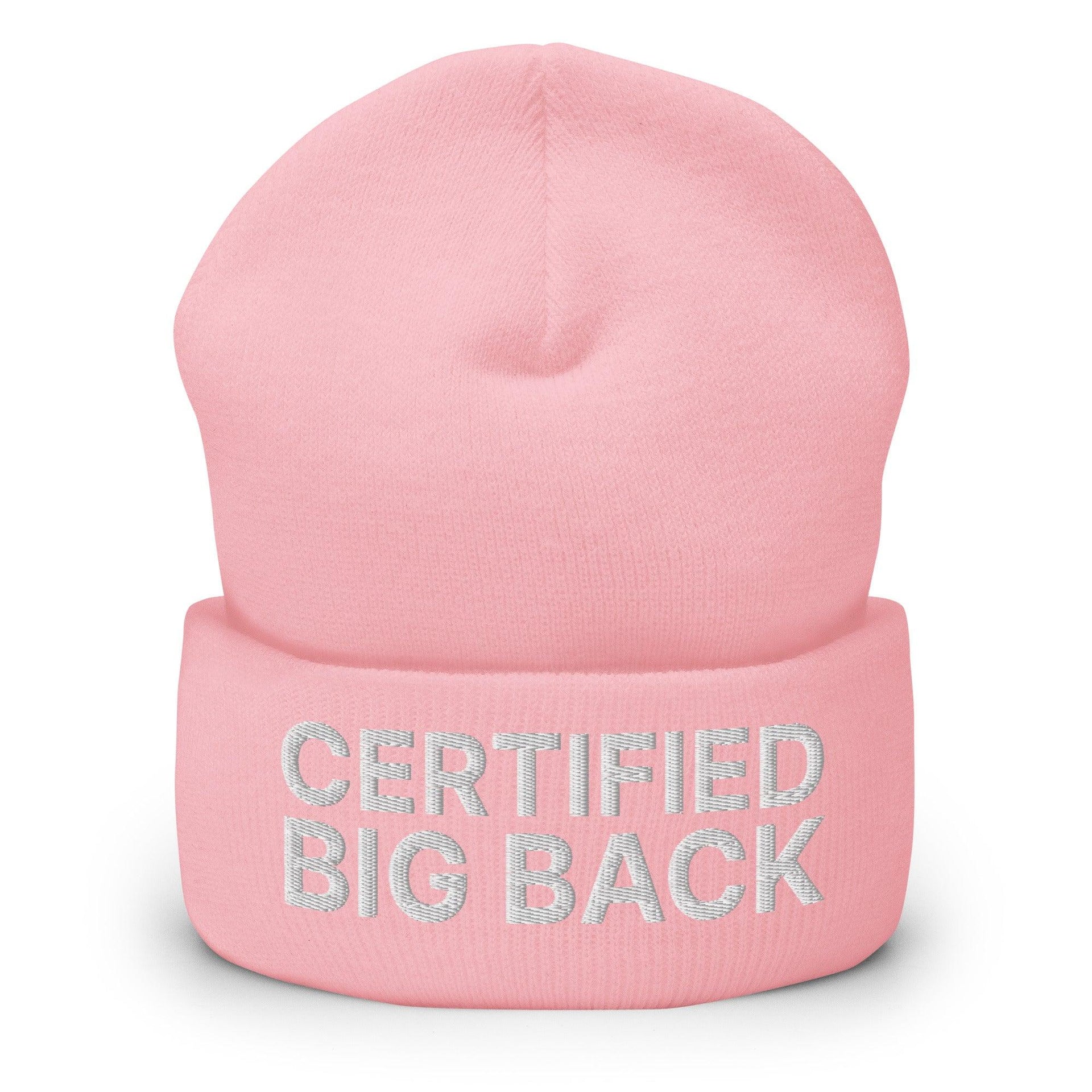 Certified Big Back Embroidered Knit Cuffed Beanie Baby Pink Beanies Capital Crowns Funny