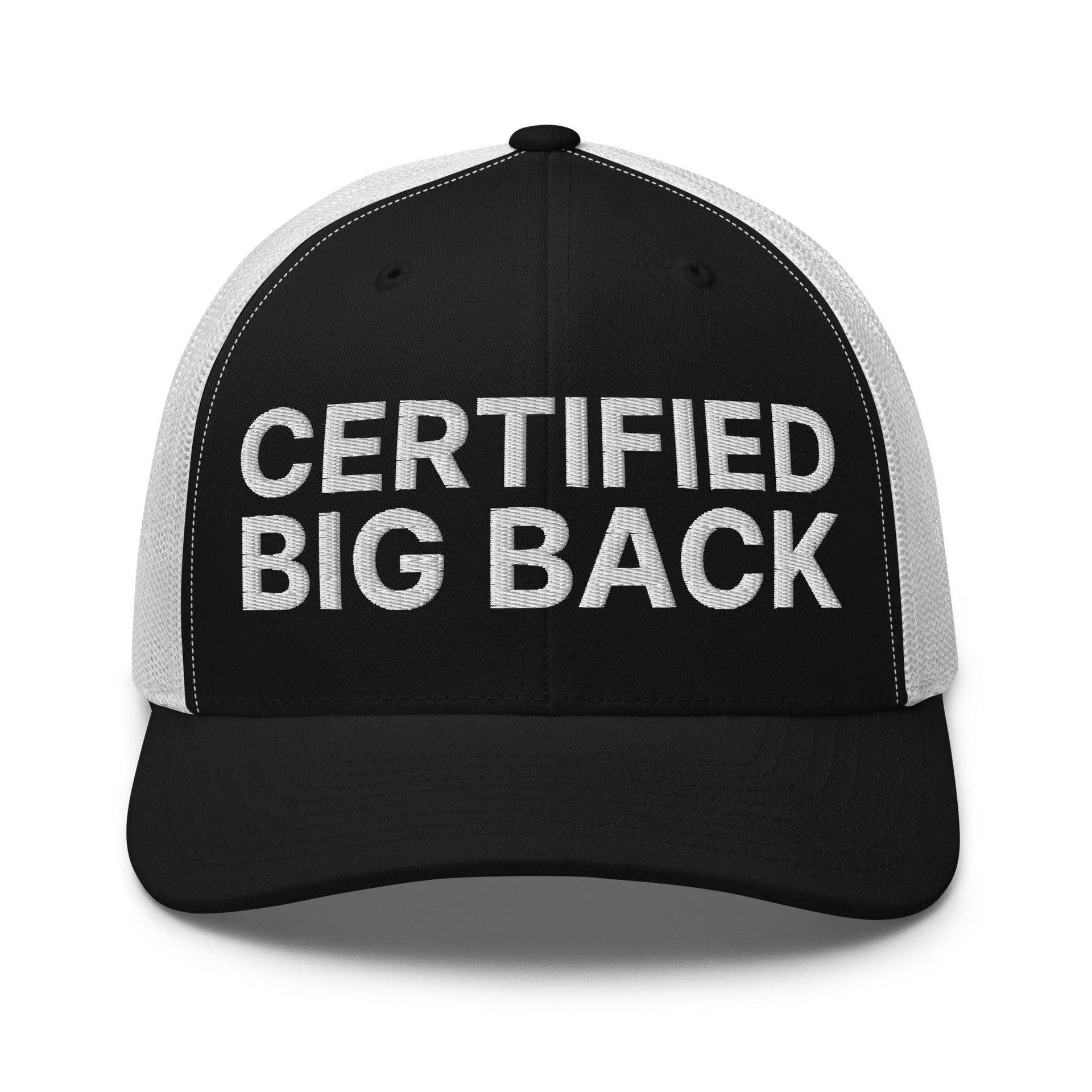 Certified Big Back Embroidered Mesh Trucker Hat Black White Capital Crowns Funny Trucker Hats