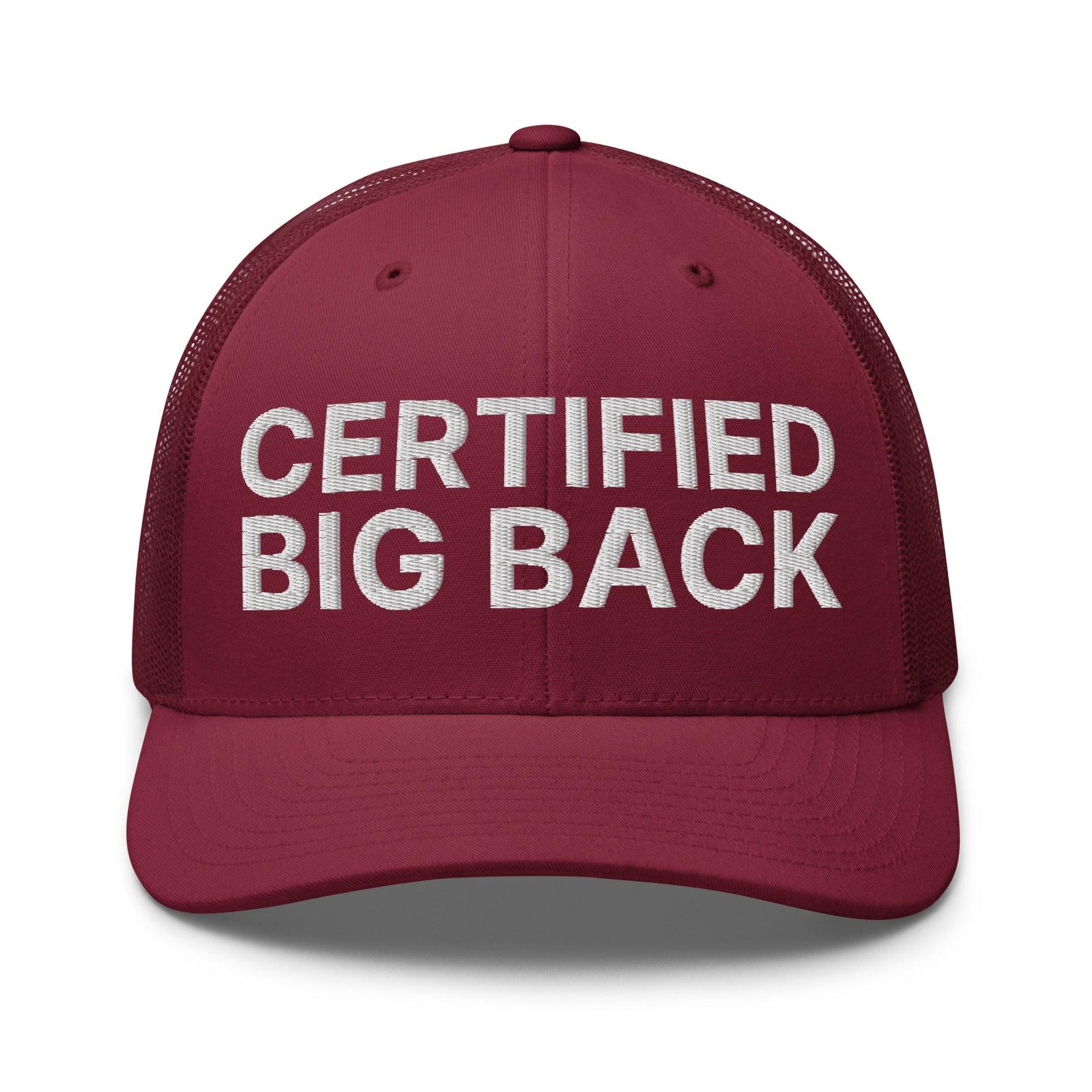 Certified Big Back Embroidered Mesh Trucker Hat Cranberry Capital Crowns Funny Trucker Hats