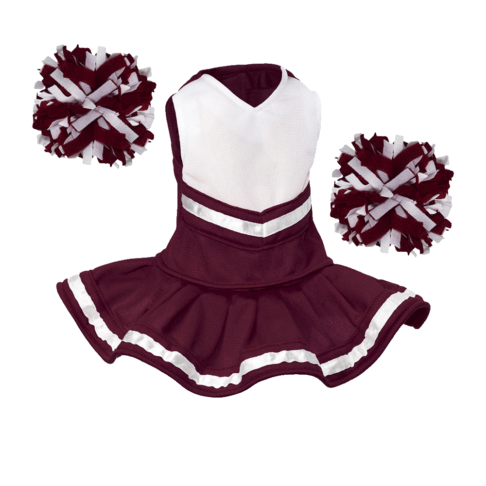 Cheerleader Outfit White body with Burgundy trim #90019 cheerleader embroidable Whatzupwiththat! Bearwear