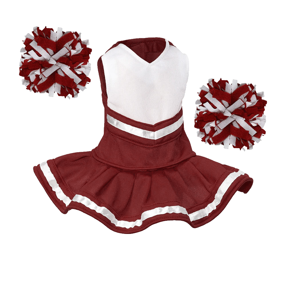 Cheerleader Outfit White body with Maroon trim #90009M cheerleader embroidable Whatzupwiththat! Bearwear