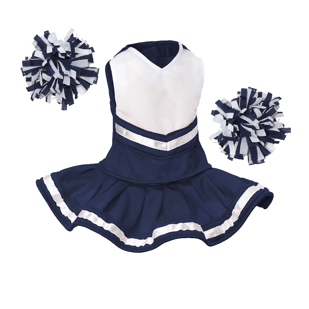 Cheerleader Outfit White body with Navy Blue trim #90009N cheerleader embroidable Whatzupwiththat! Bearwear