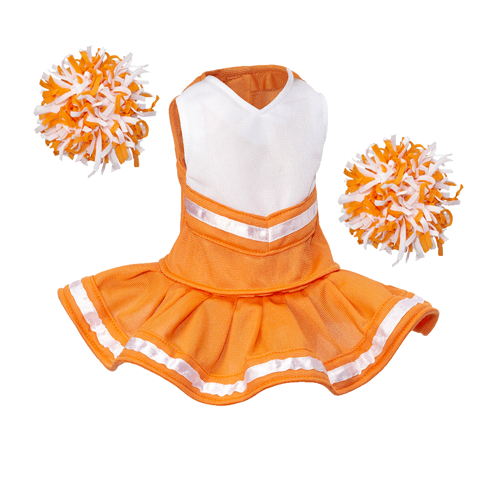 Cheerleader Outfit White body with Orange trim #90009OR cheerleader embroidable Whatzupwiththat! Bearwear