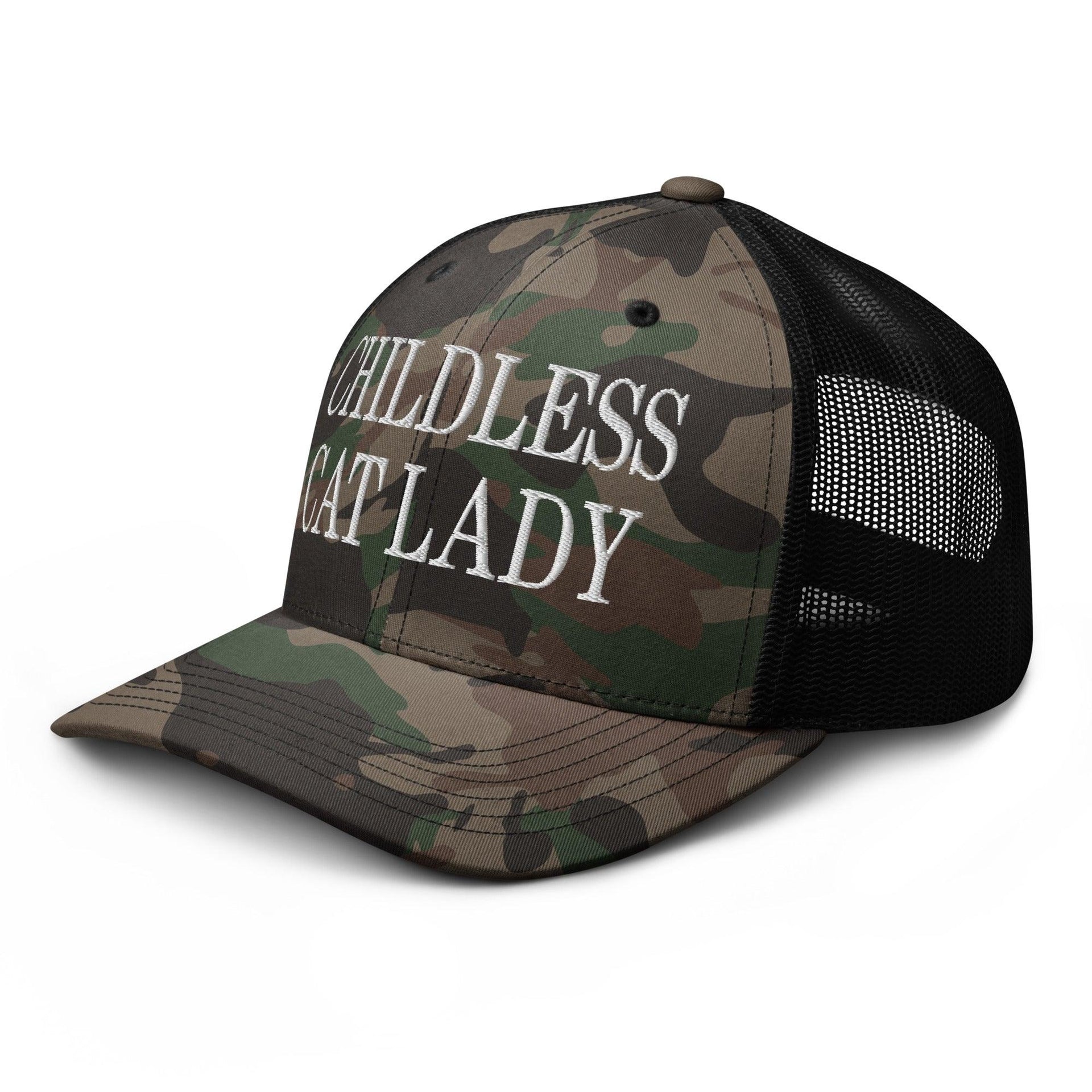 Childless Cat Lady Camo Trucker Hat Capital Crowns Liberal Trucker Hats